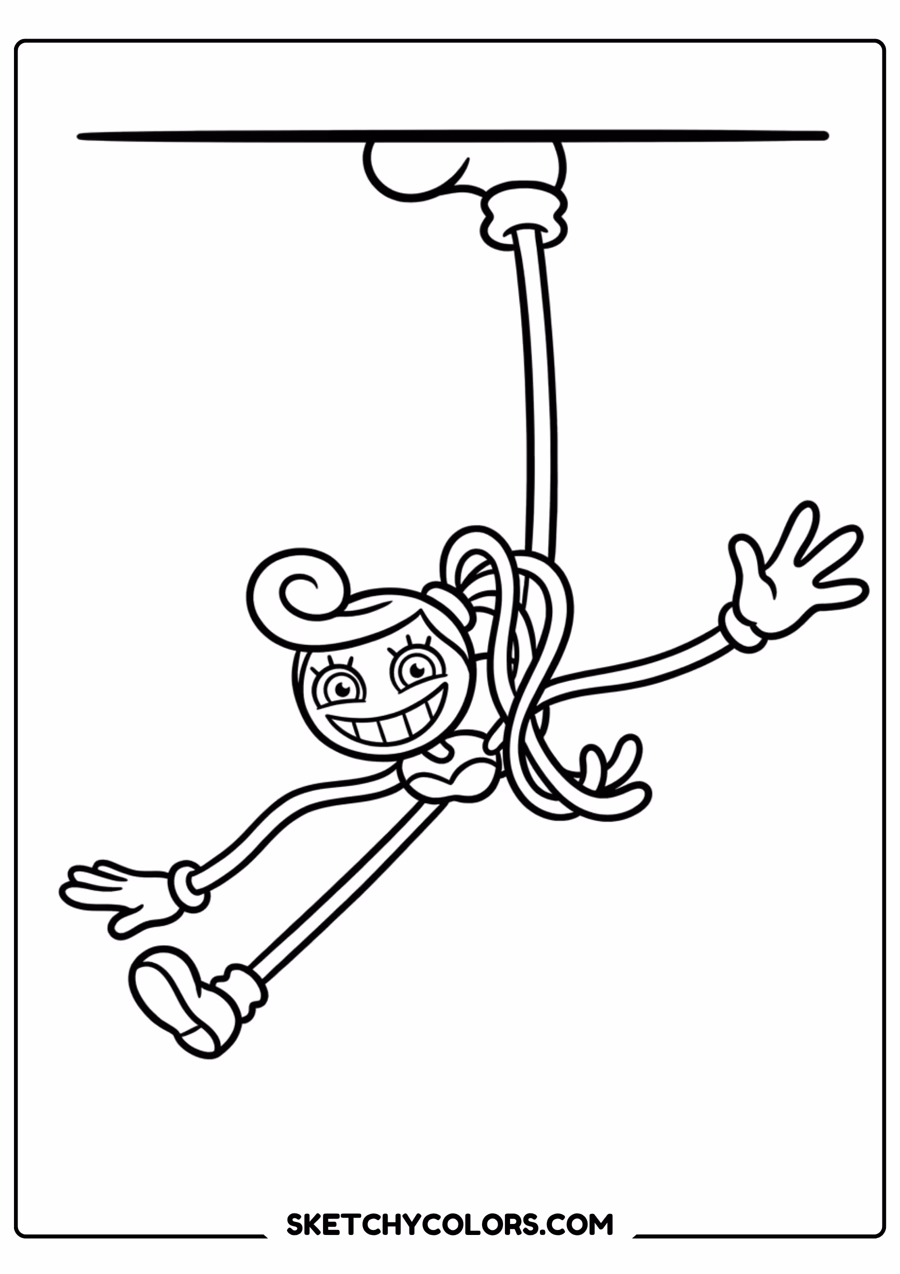 huggy wuggy on a string coloring page free printable