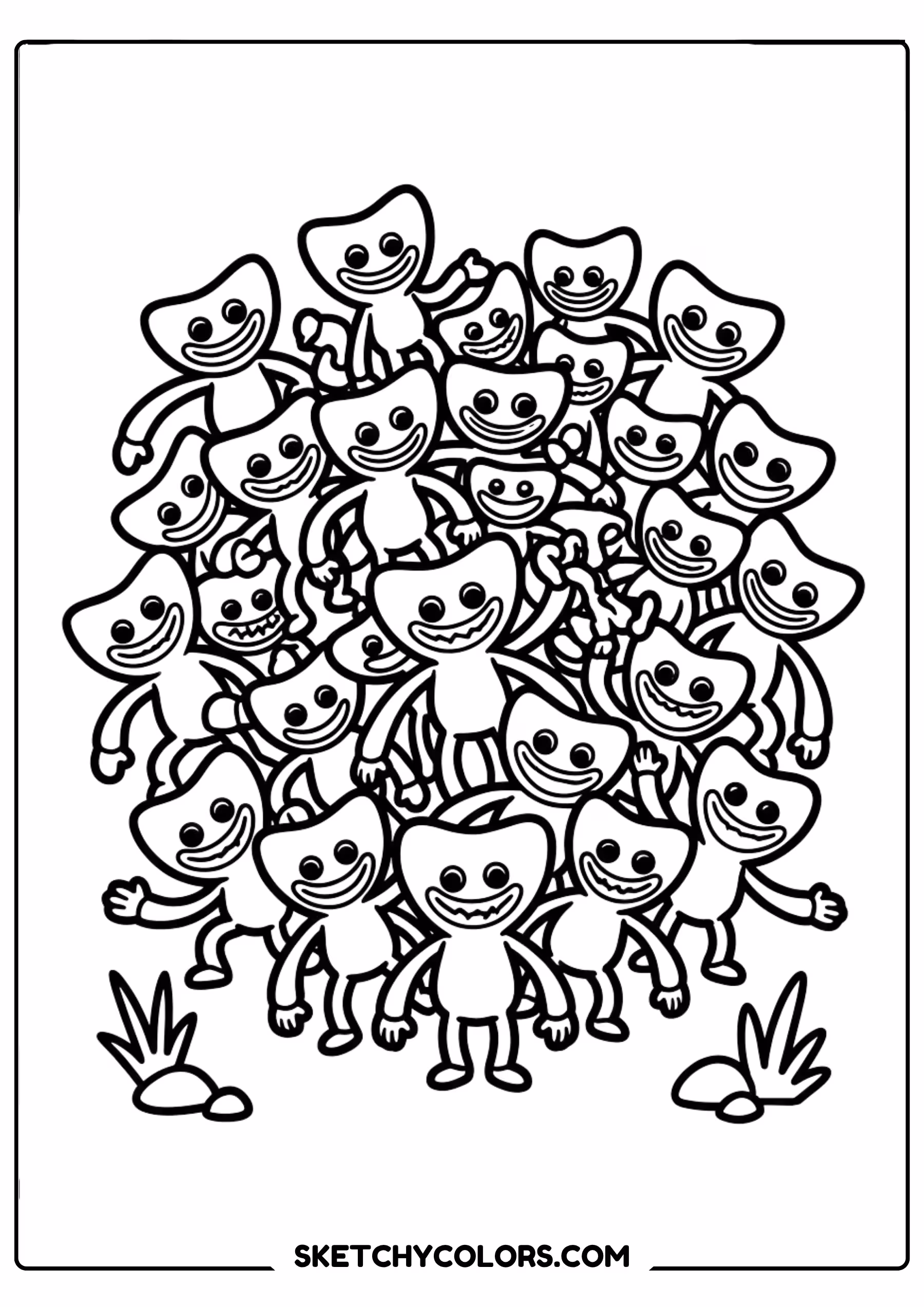 poppy playtime monster cluster coloring page free printable
