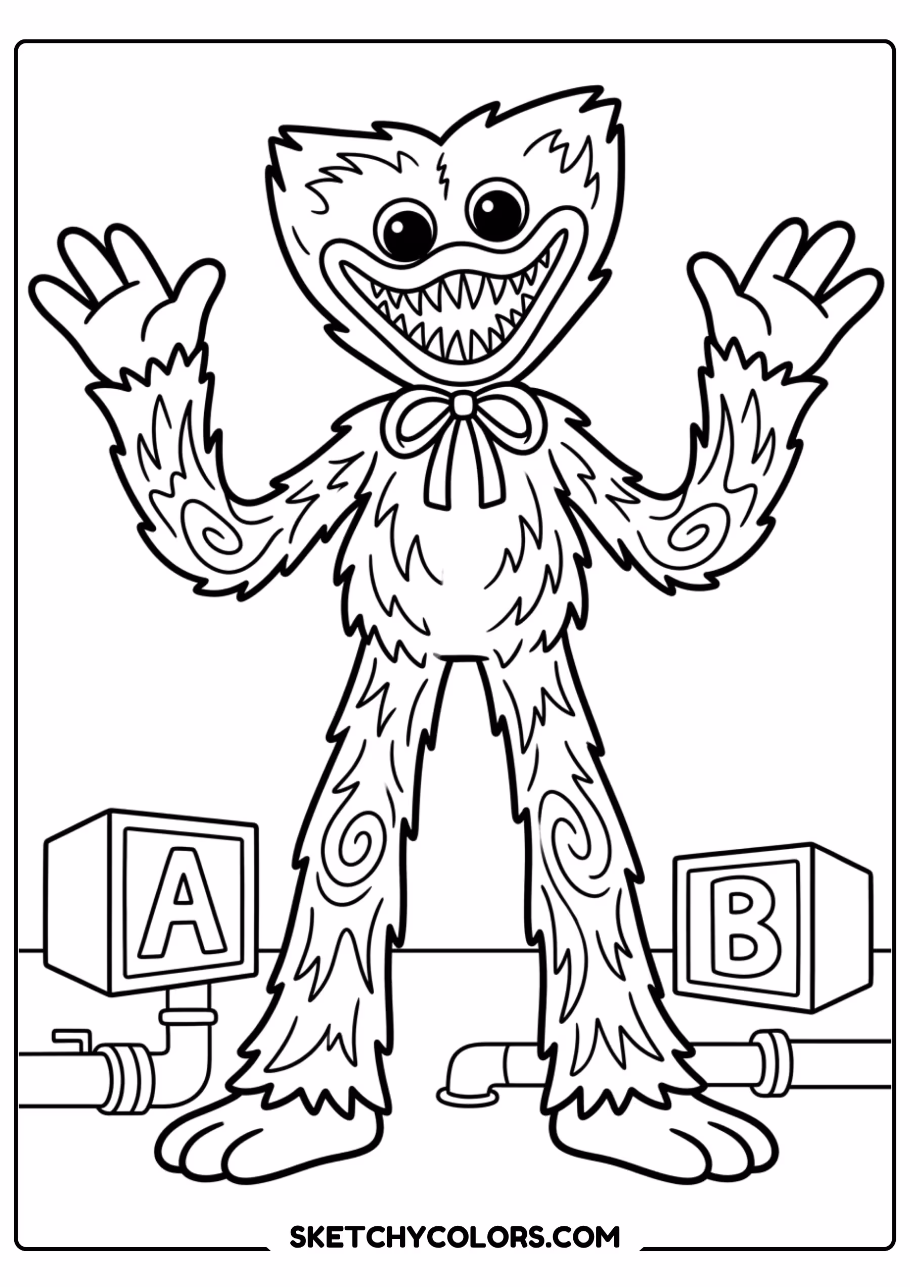 poppy playtime fuzzy monster coloring page free printable