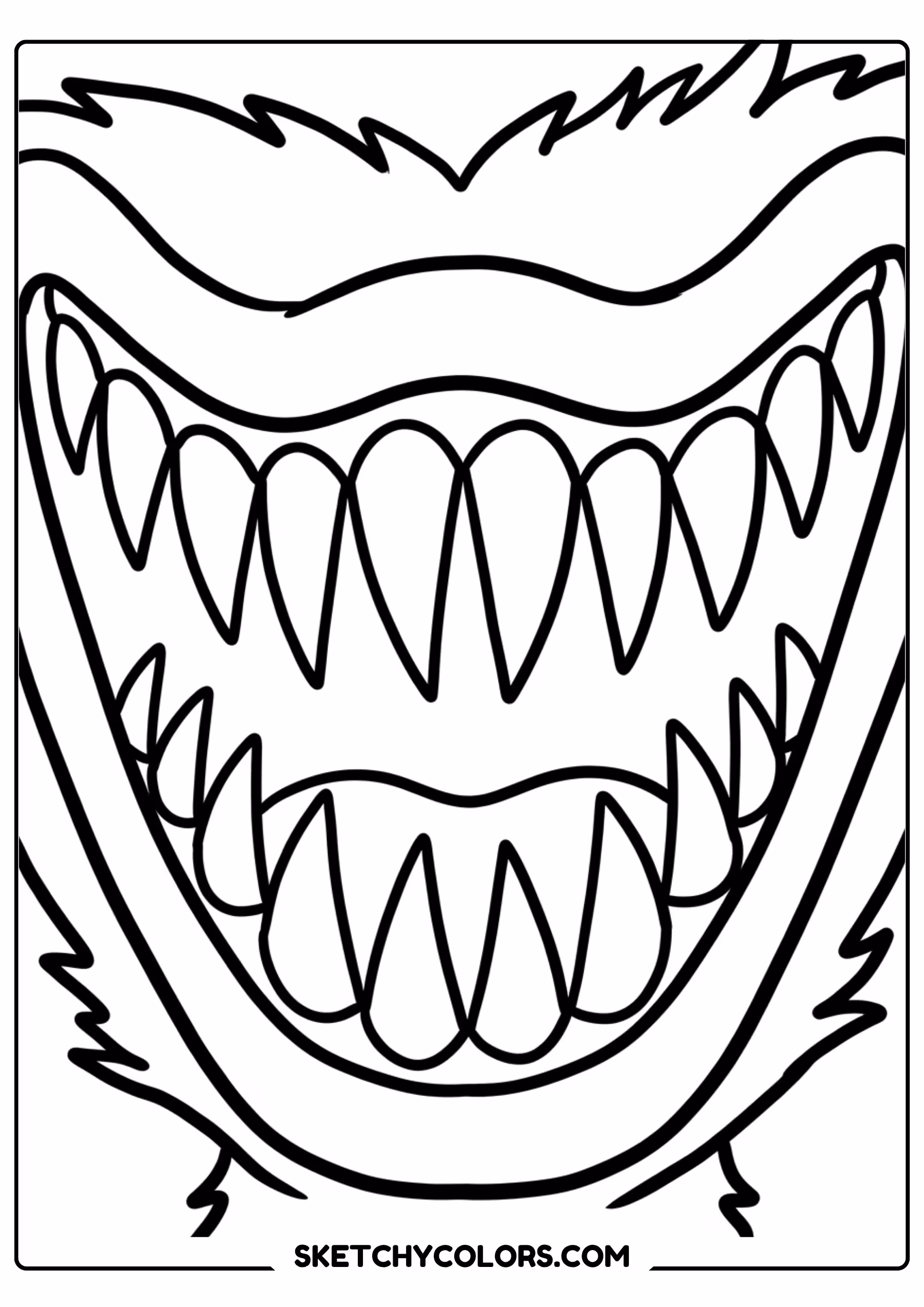 huggy wuggy giant teeth coloring page free printable