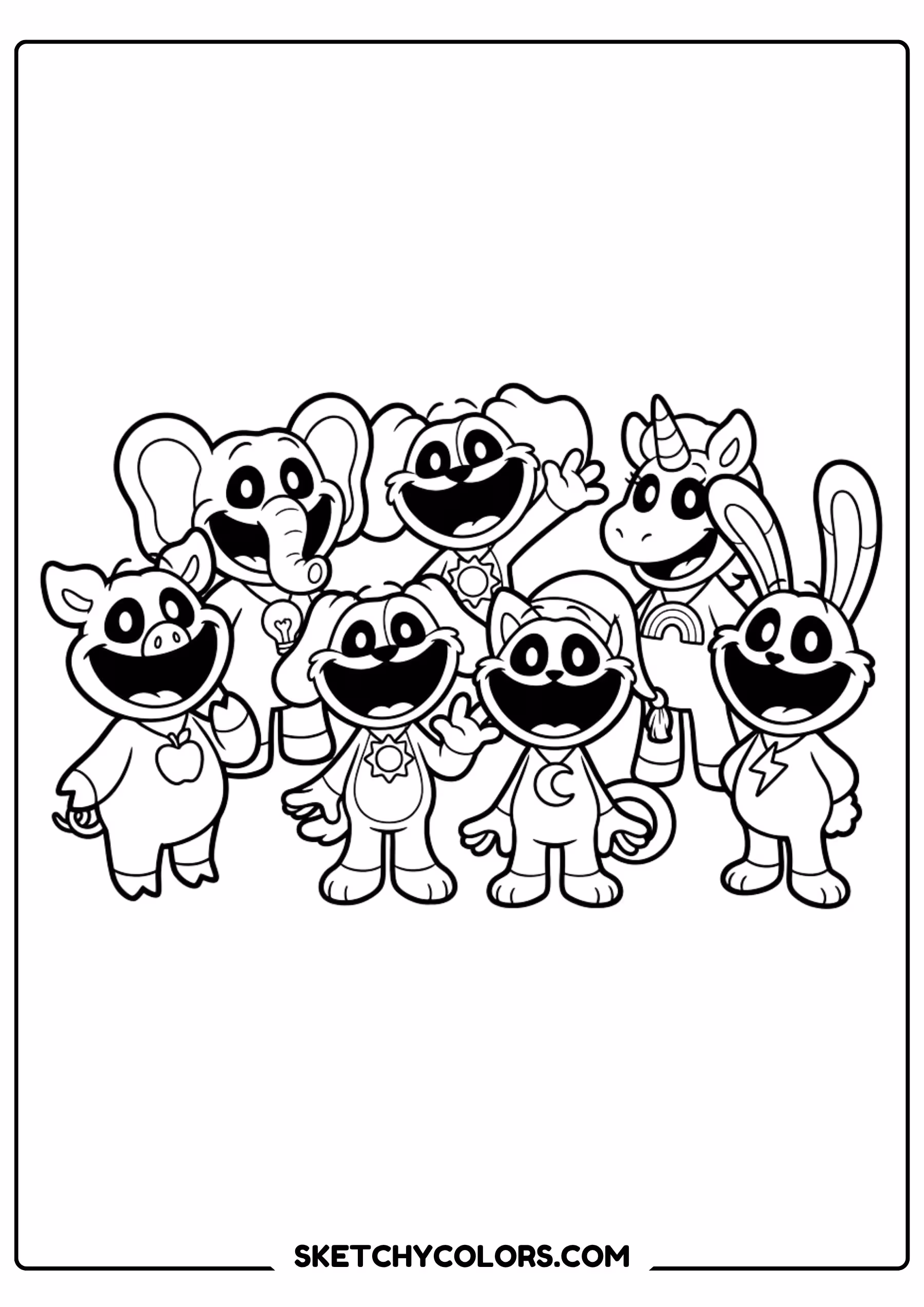 poppy playtime monster gang coloring page printable