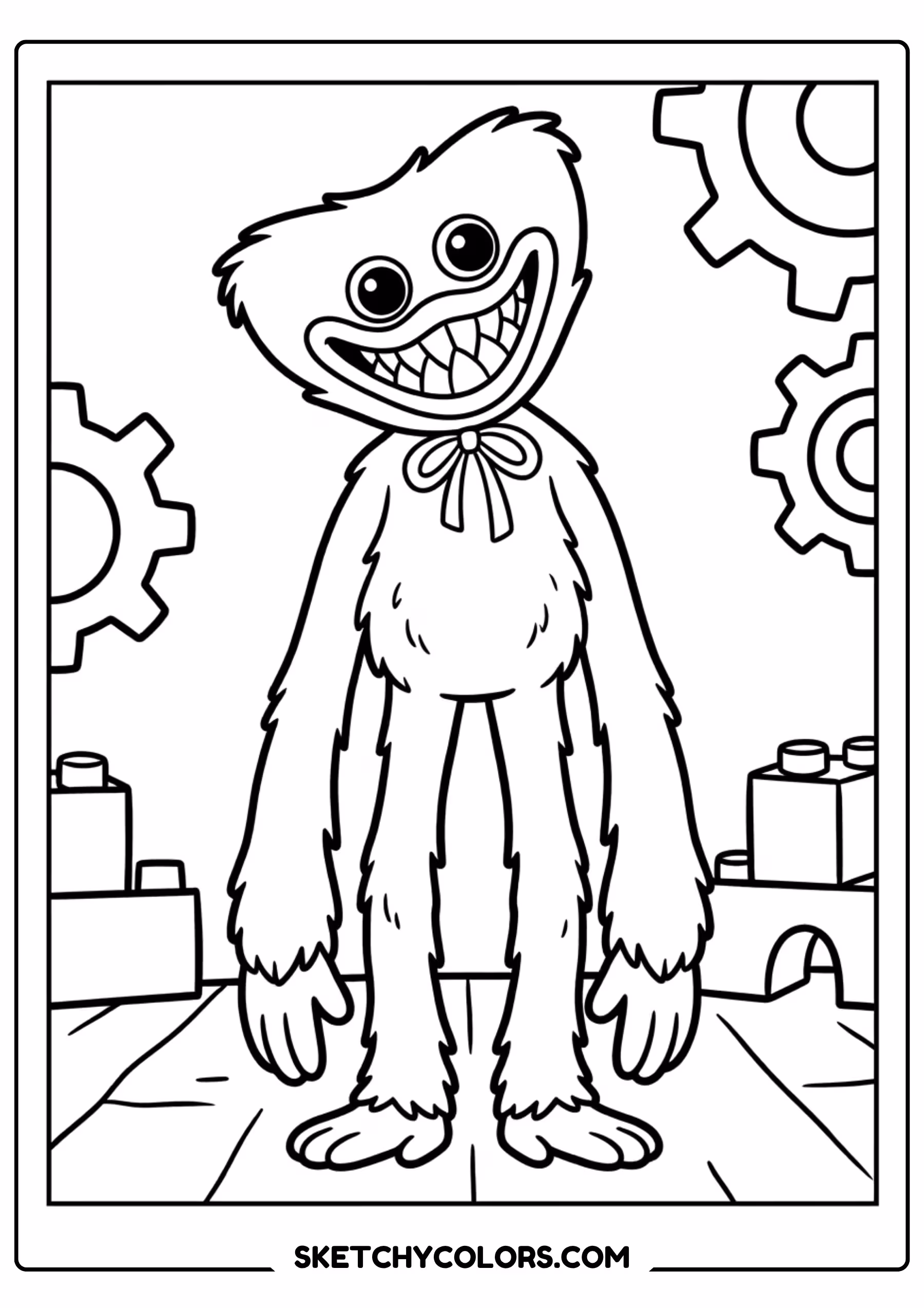 huggy wuggy full body front coloring page free printable