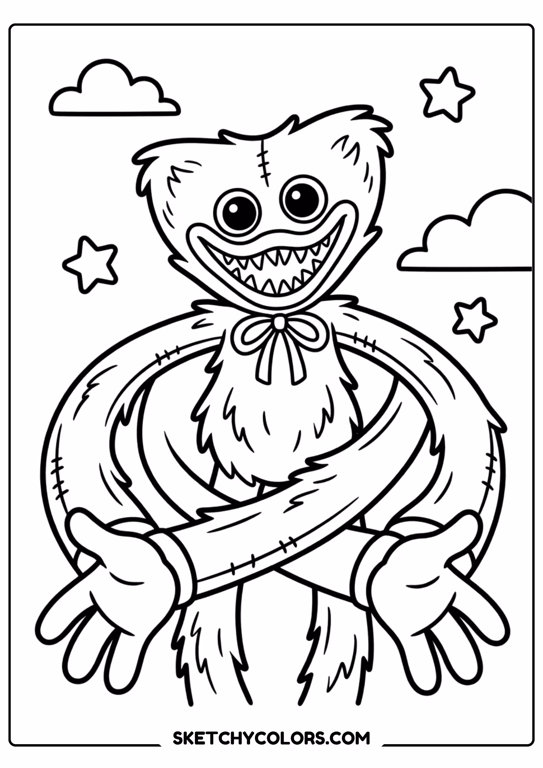 huggy wuggy sky scene coloring page free printable