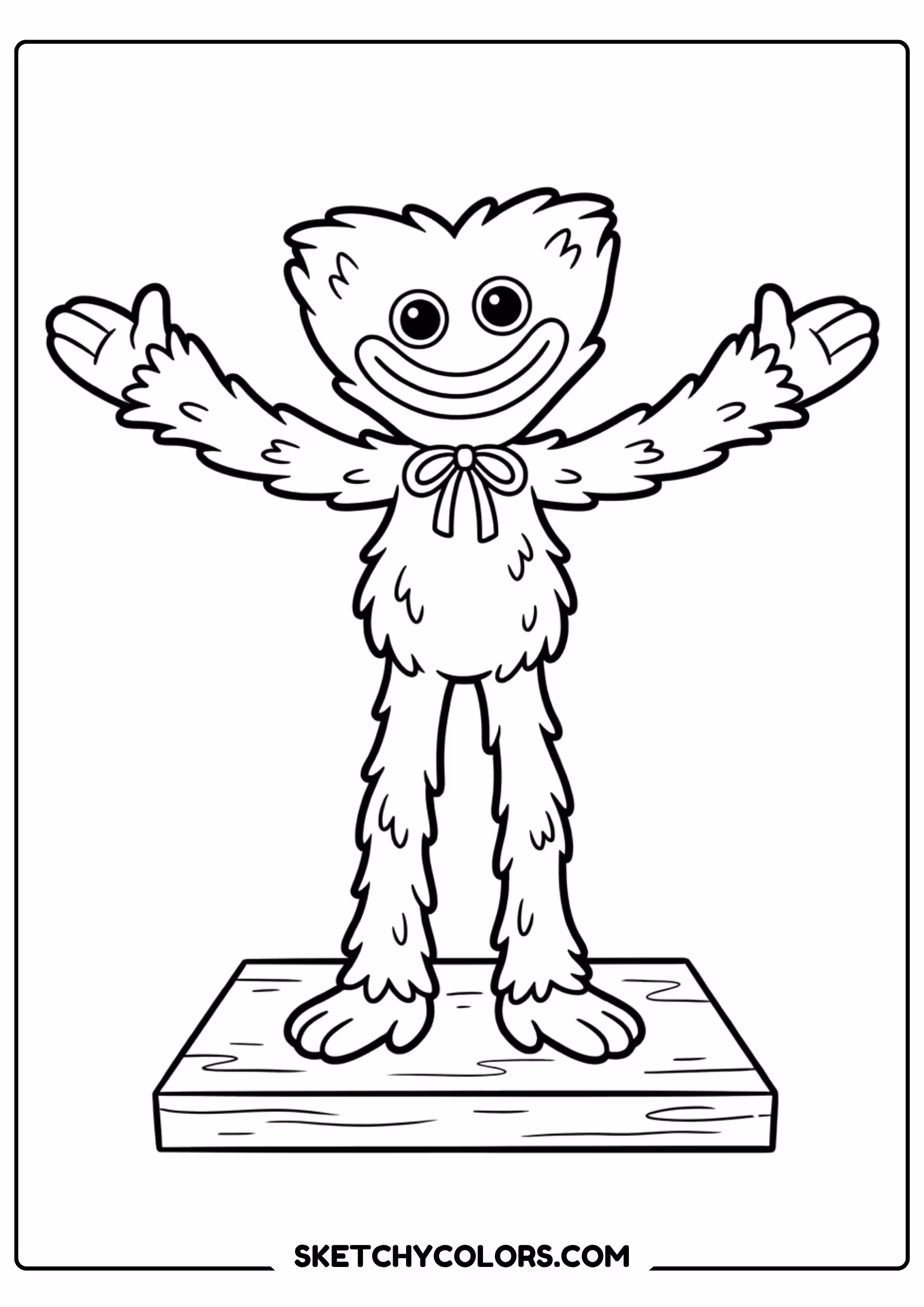 huggy wuggy fluffy portrait coloring page free printable