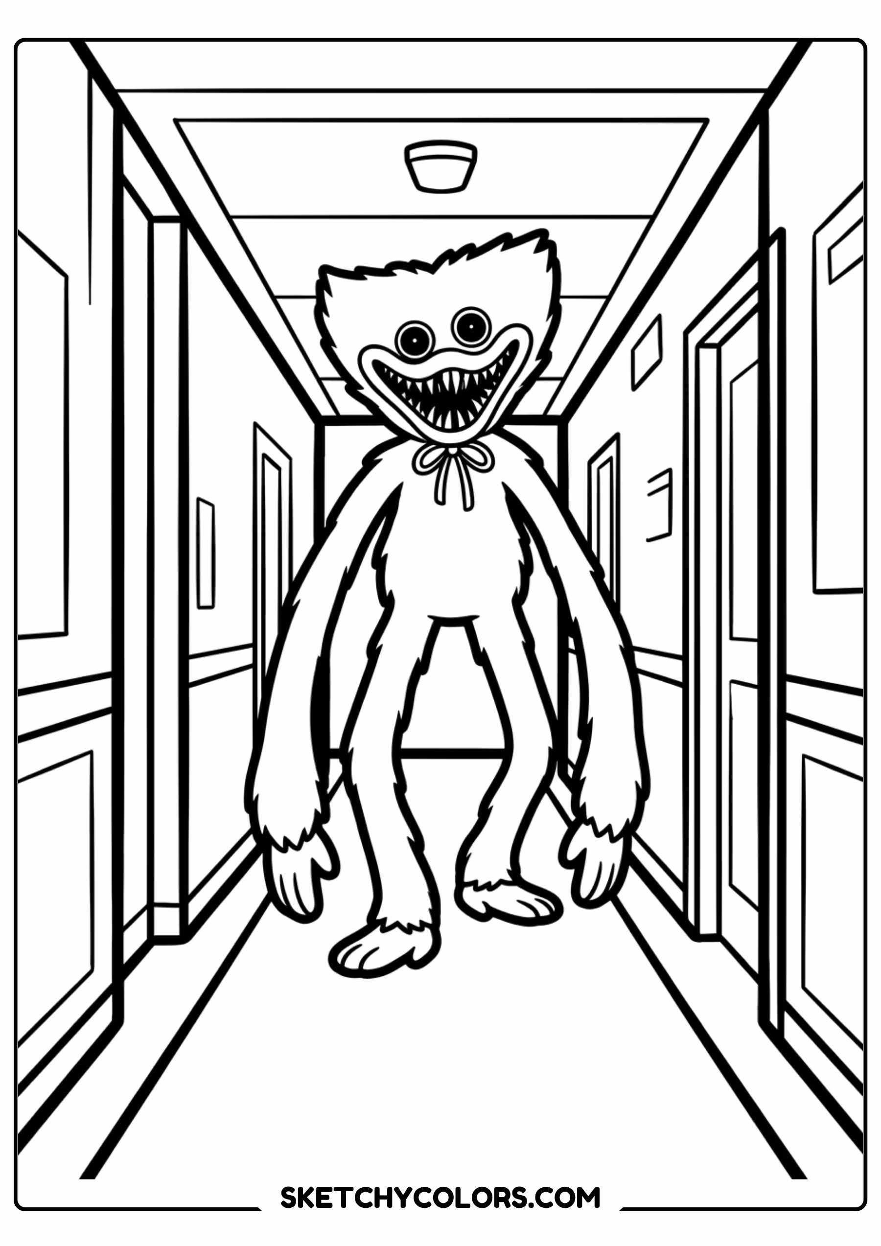 huggy wuggy reaching out coloring page free printable