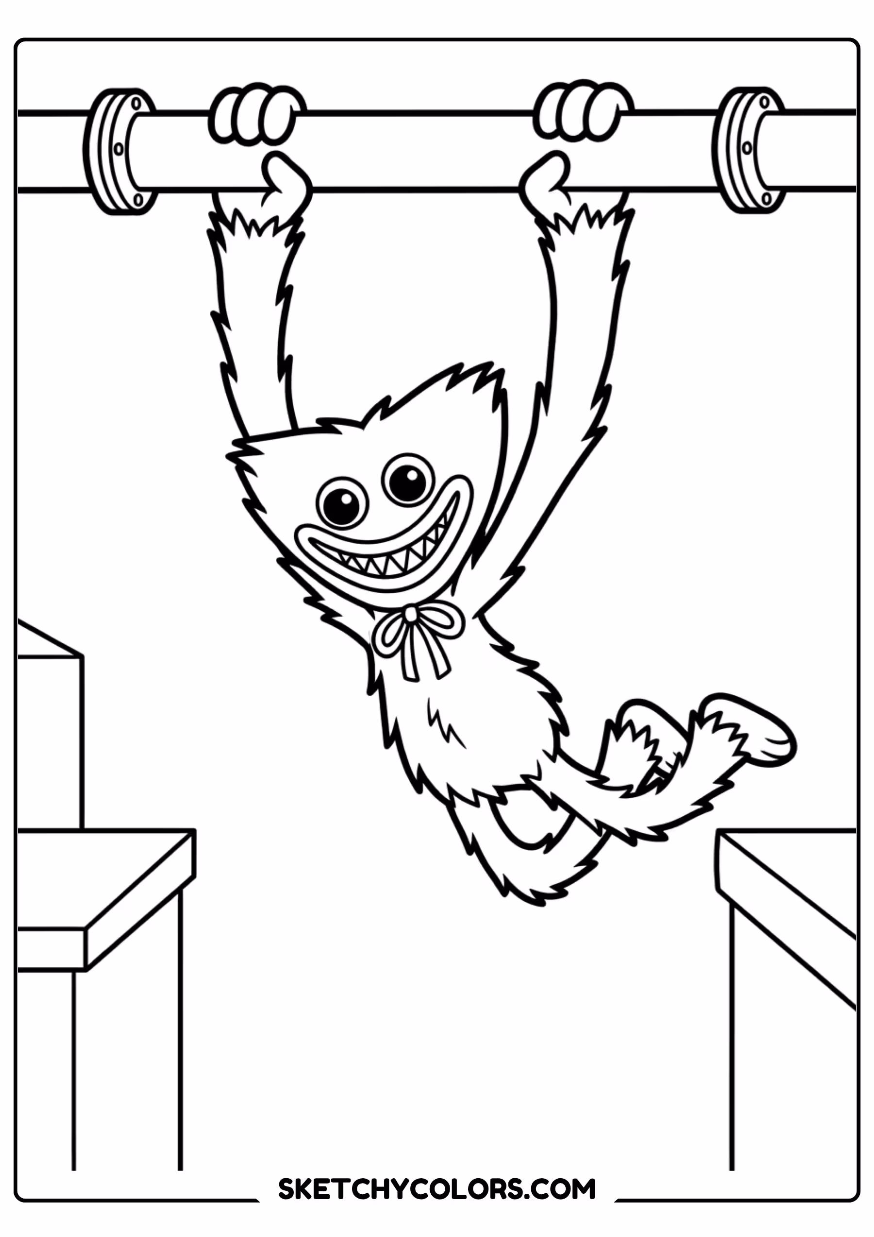 huggy wuggy bats scene coloring page free printable