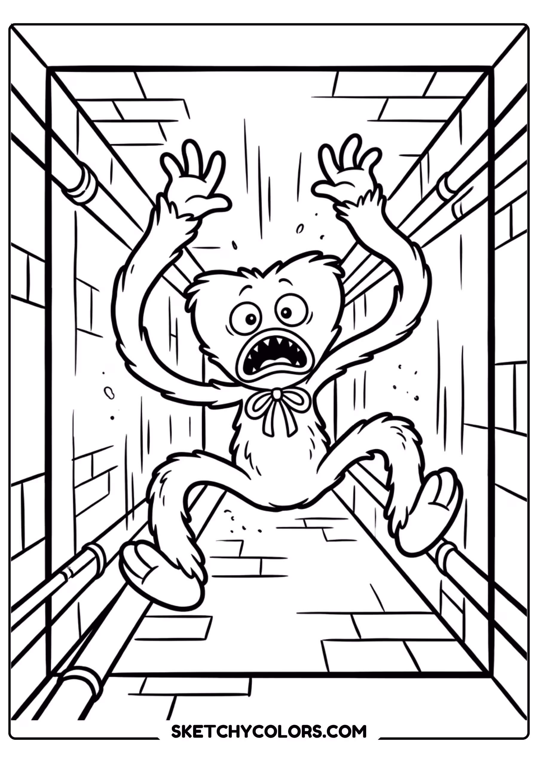 huggy wuggy inside a room coloring page free printable