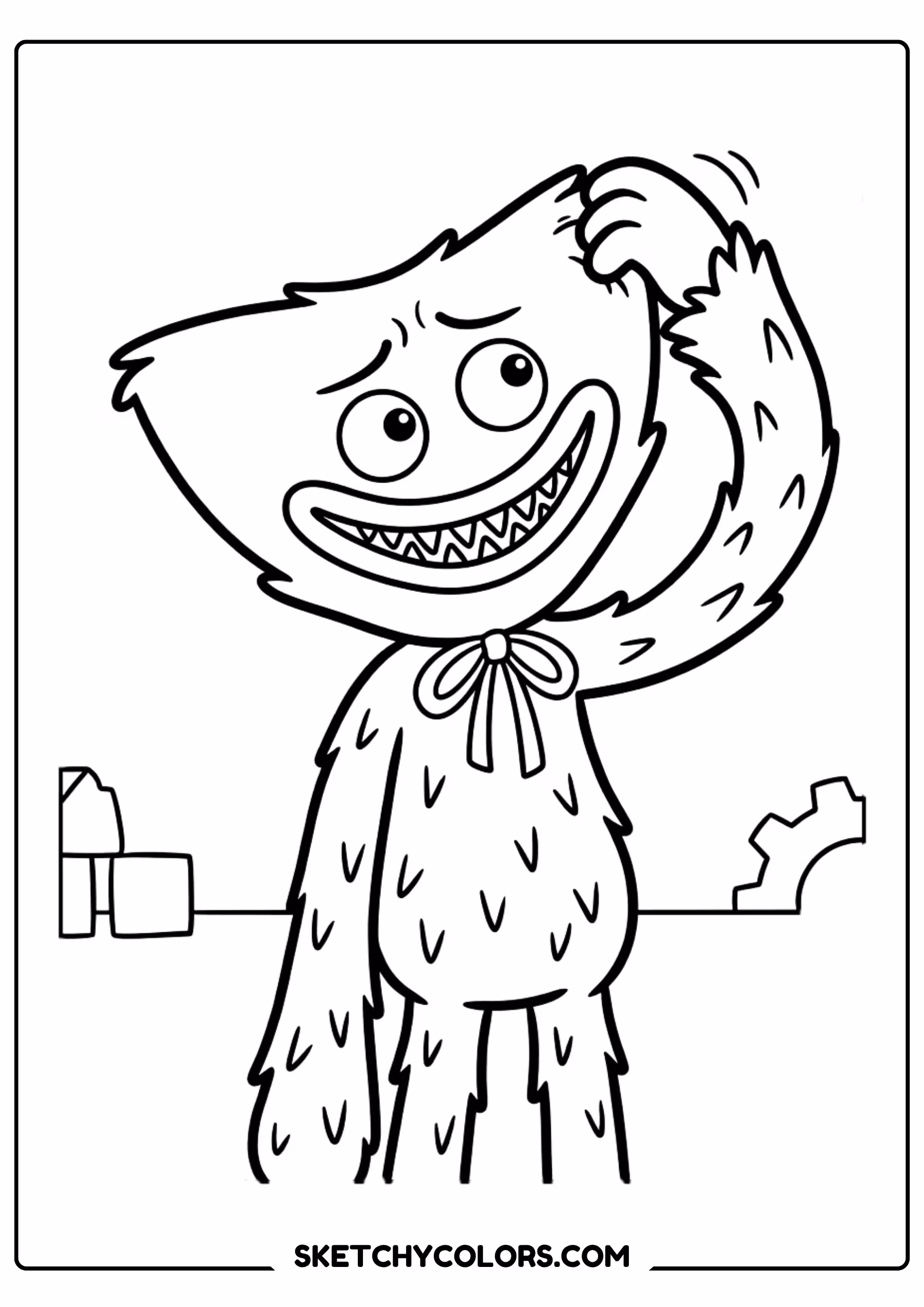 poppy playtime character with lollipop coloring page free printable