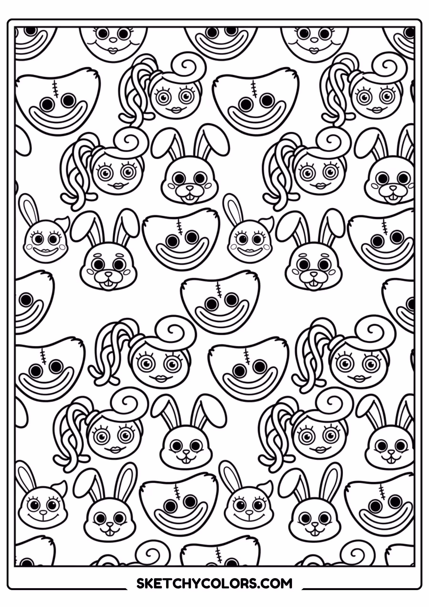 poppy playtime rabbit party coloring page free printable
