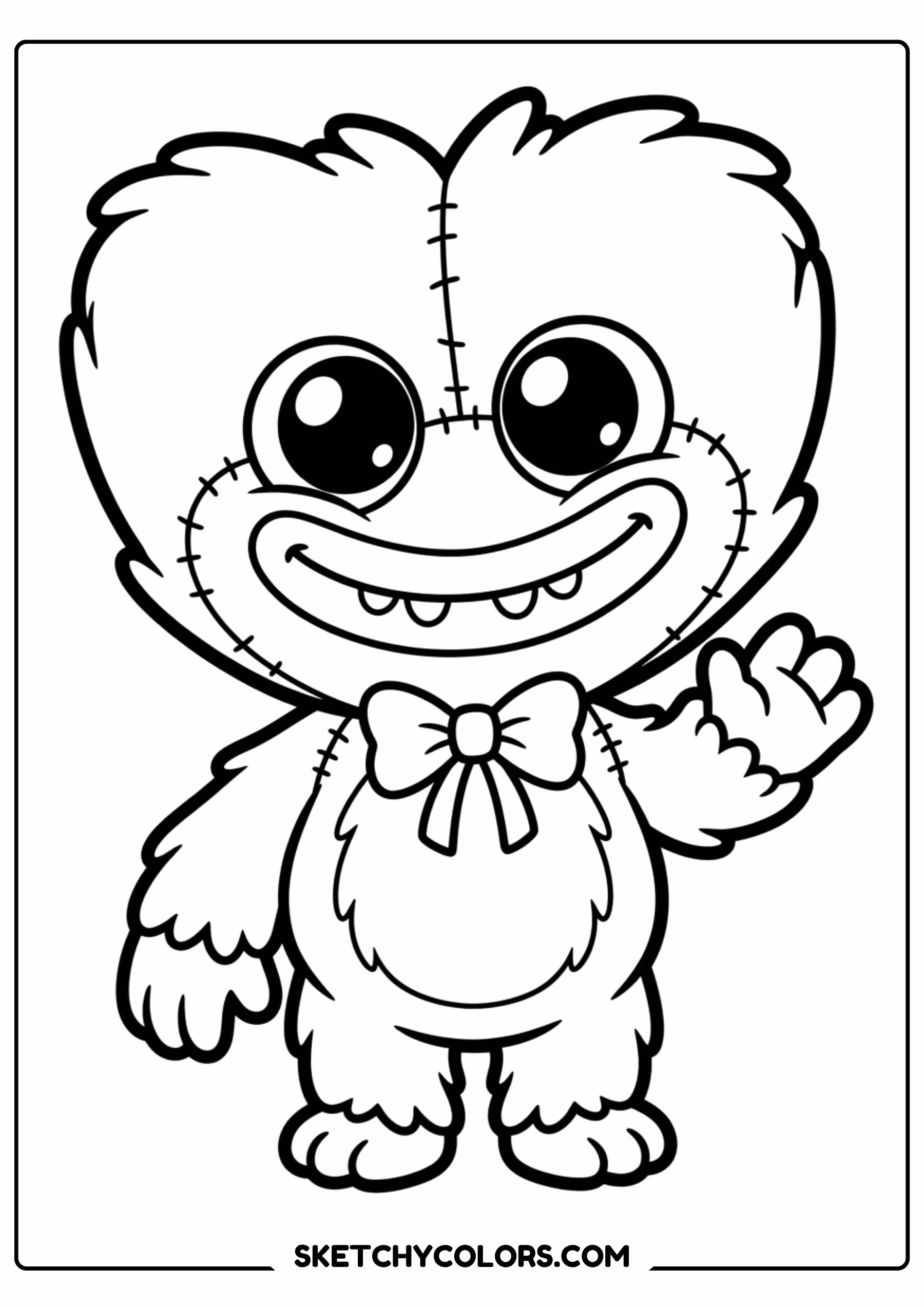 huggy wuggy and smiling buddy coloring page free printable