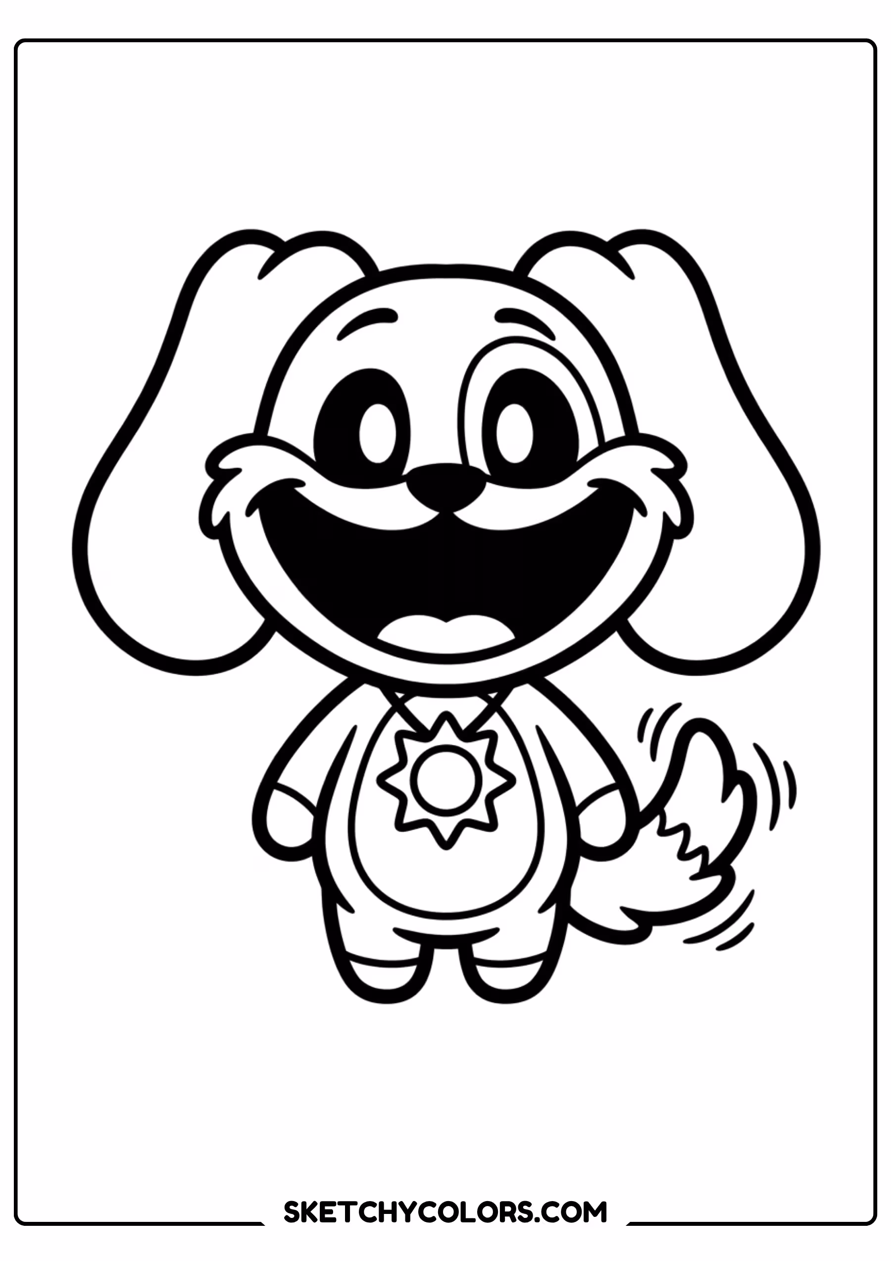 smiling dog character portrait coloring page free printable