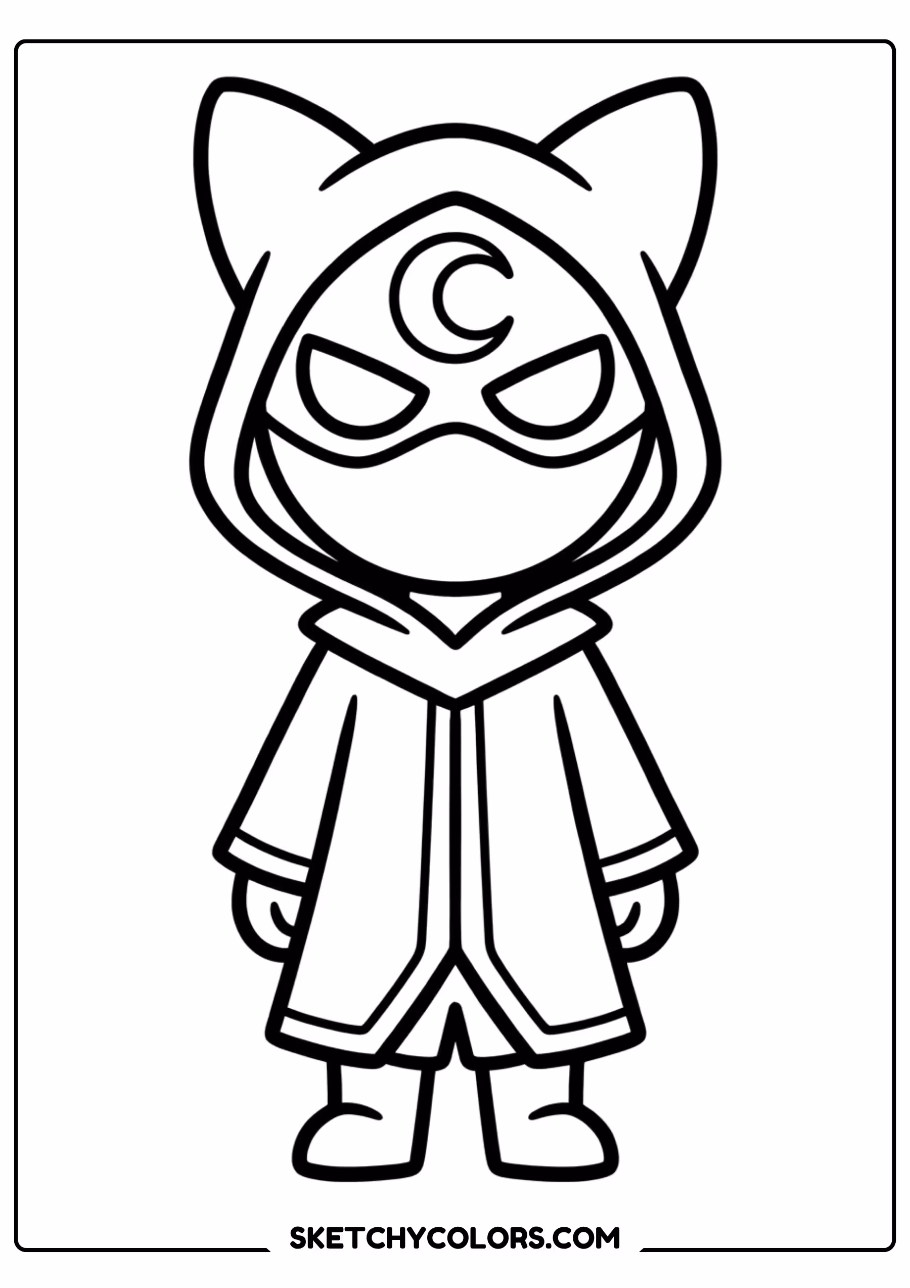 cat character in superhero hood coloring page free printable