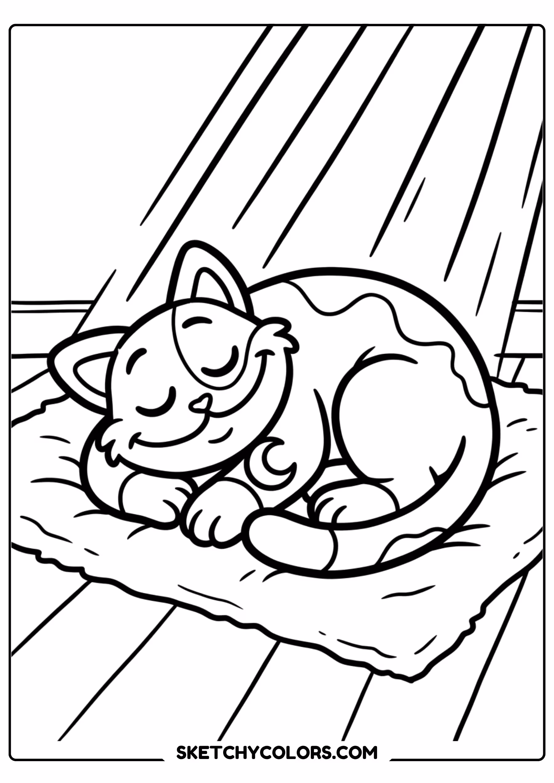catnap curled up resting coloring page free printable