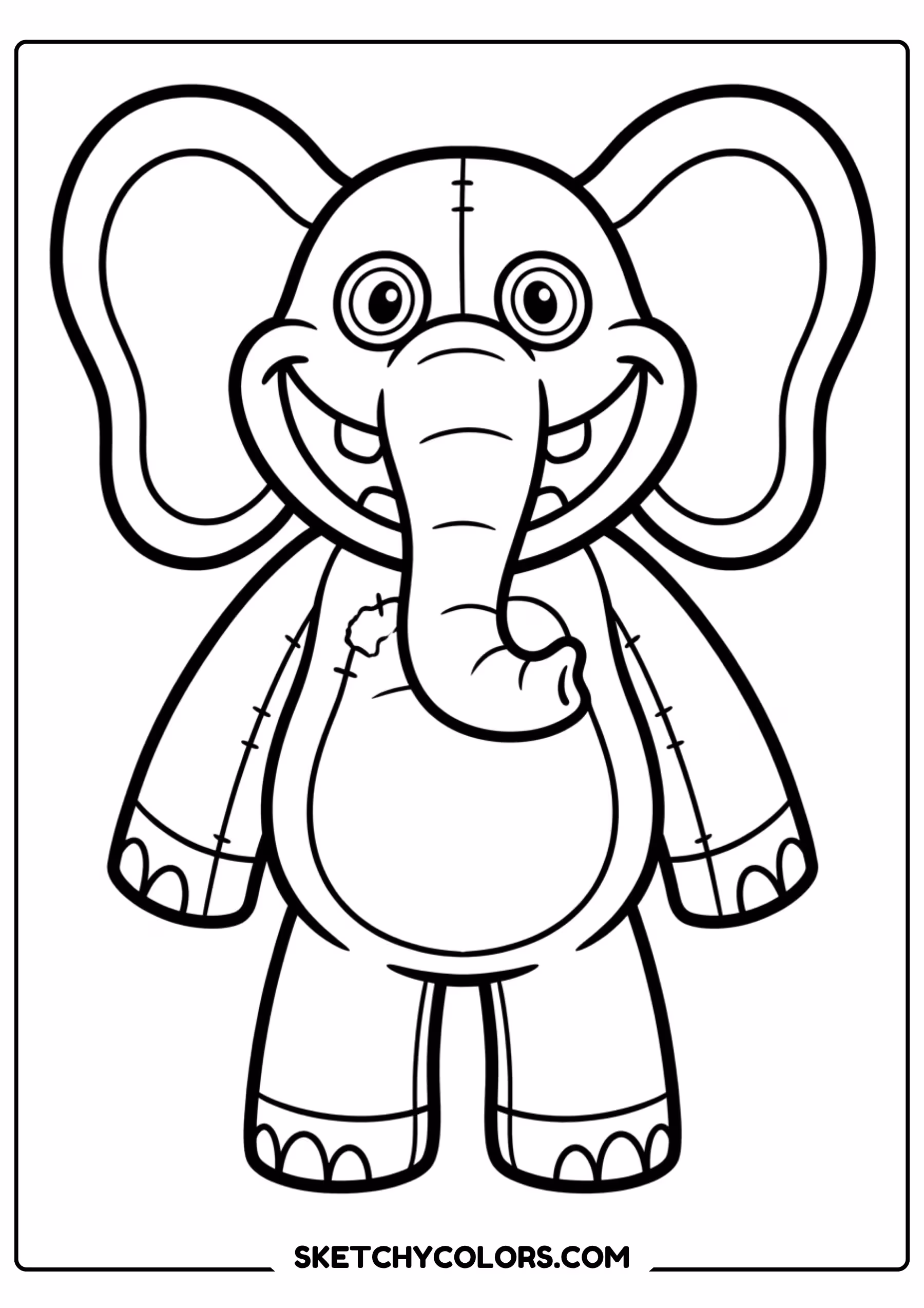 elephant character laughing coloring page free printable