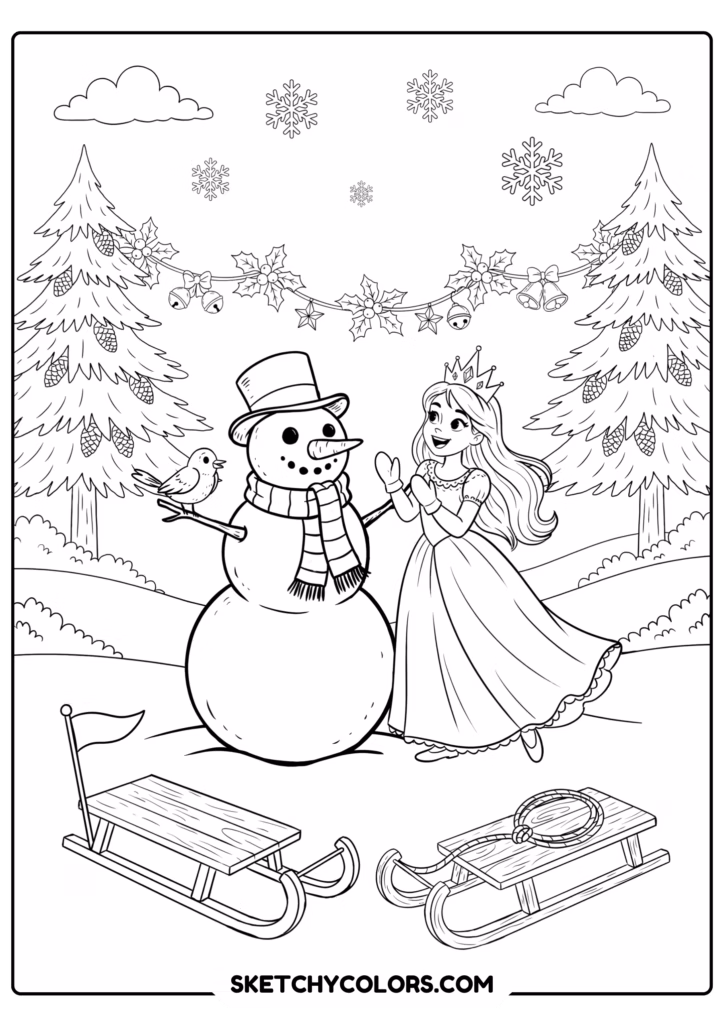 disney snowy friendship adventure printable coloring sheet