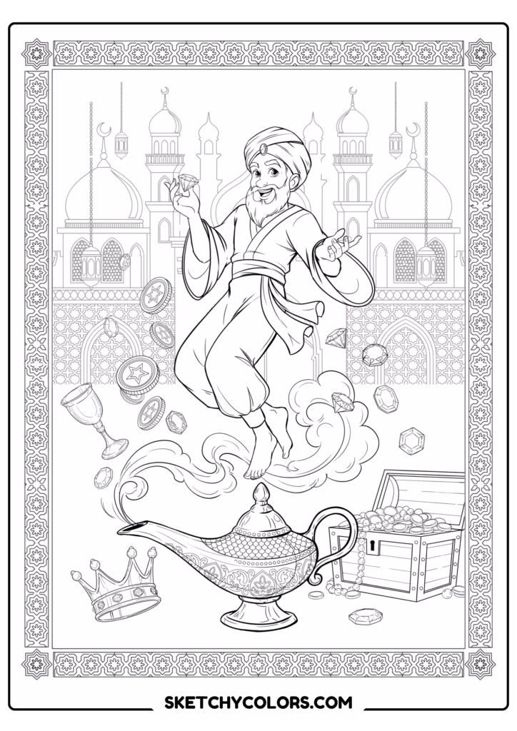disney genie lamp surprise free coloring sheet for kids