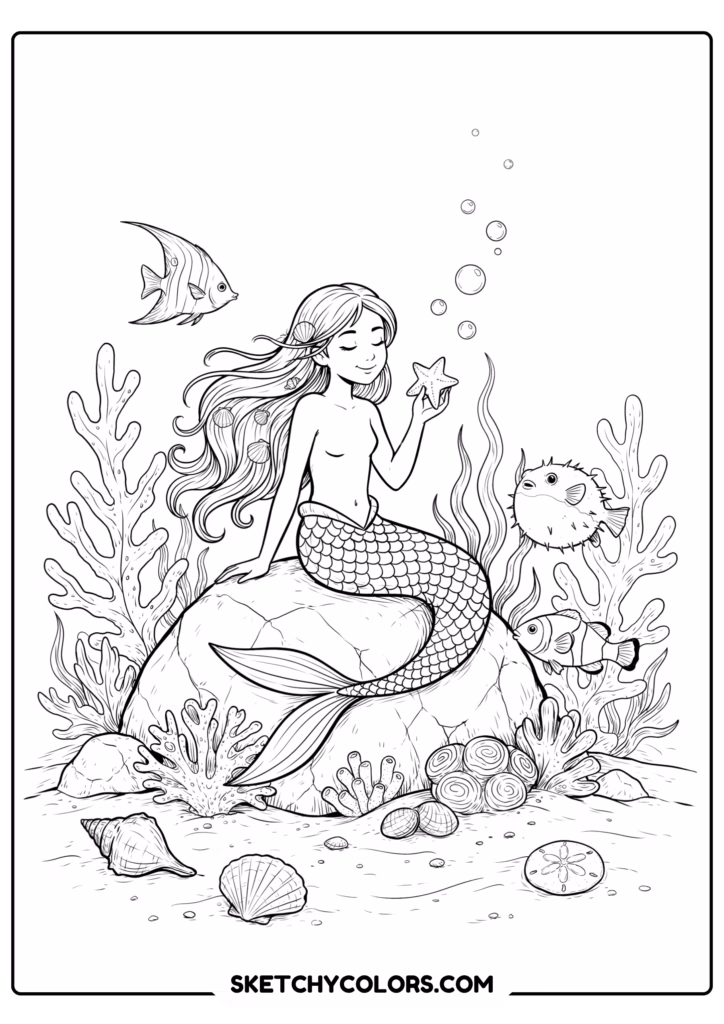 disney undersea mermaid dreams printable coloring sheet