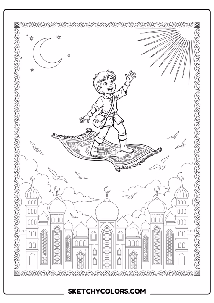 disney magic carpet journey free printable coloring sheet