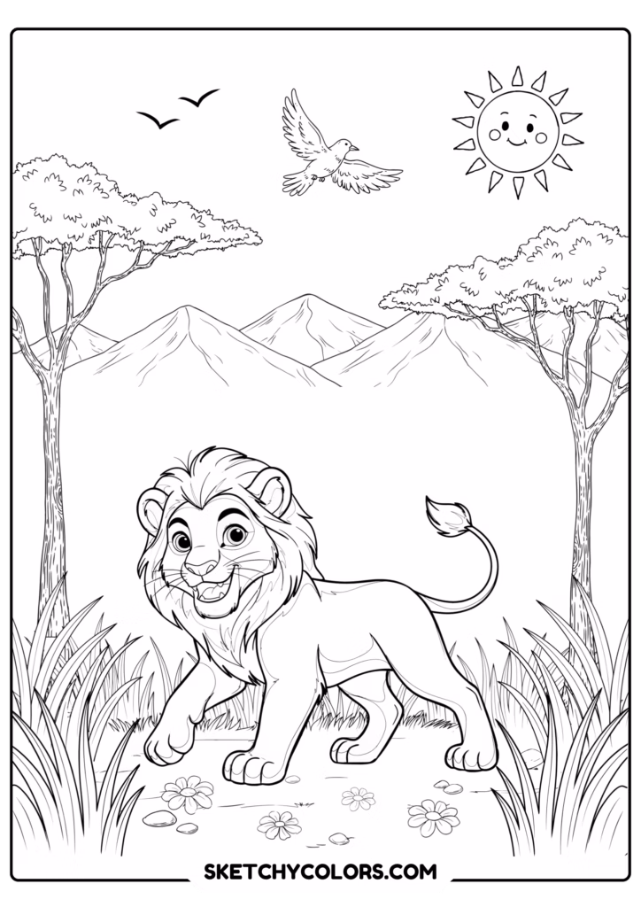 disney savanna lion cub printable for kids pdf