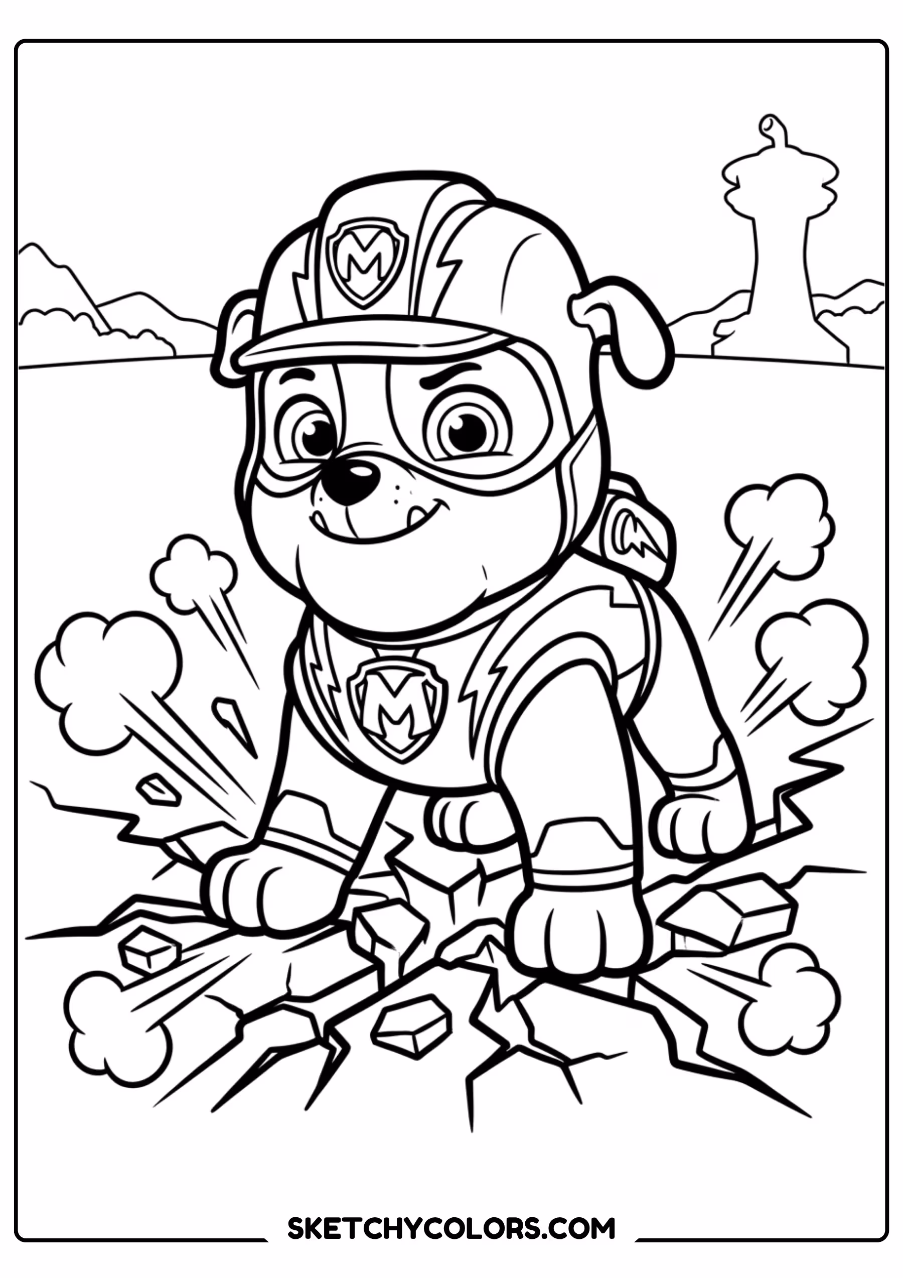 rubble cement mixer coloring page free printable for kids