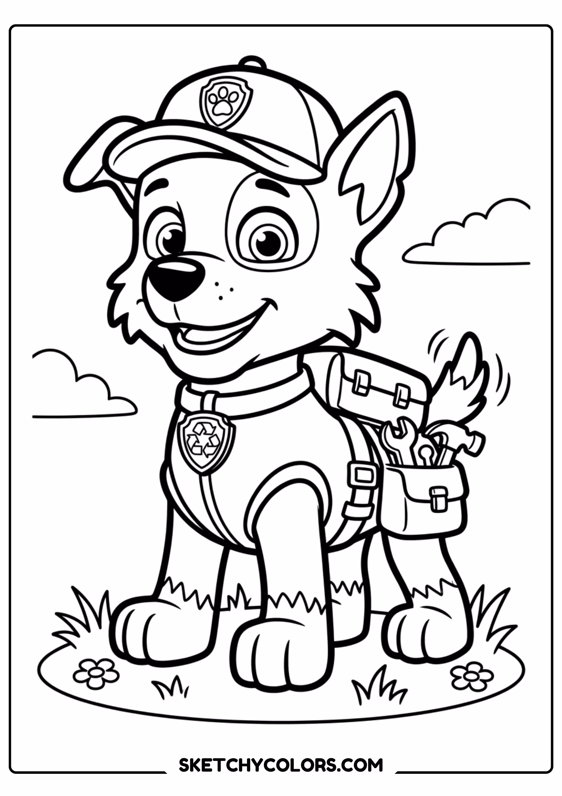 skye aerial view coloring page free printable for kids