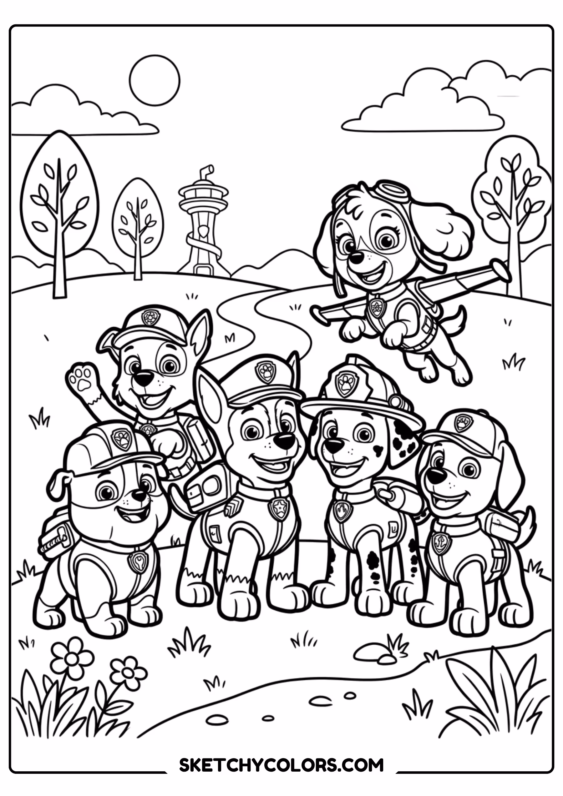 everest and jake coloring page free printable for kids