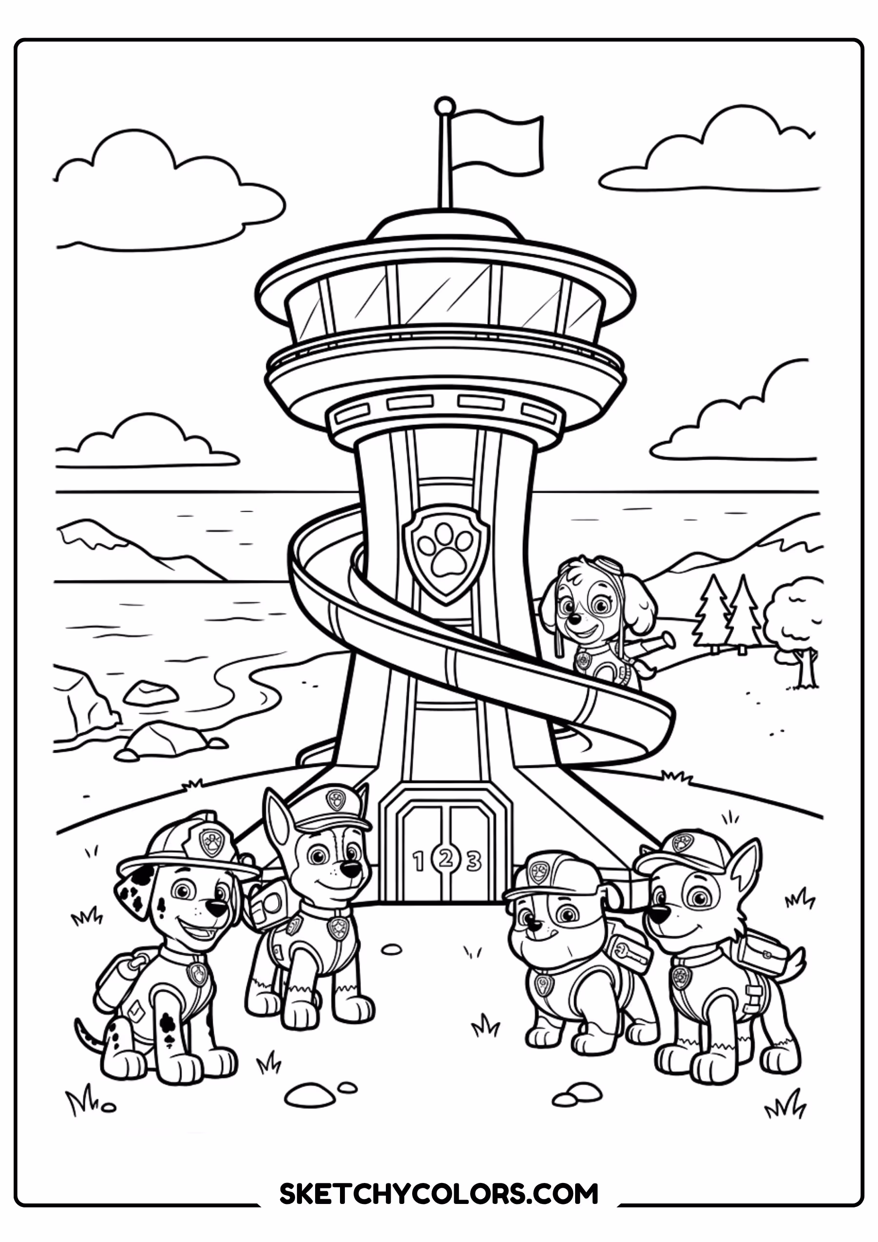 rubble wrecking ball coloring page free printable for kids