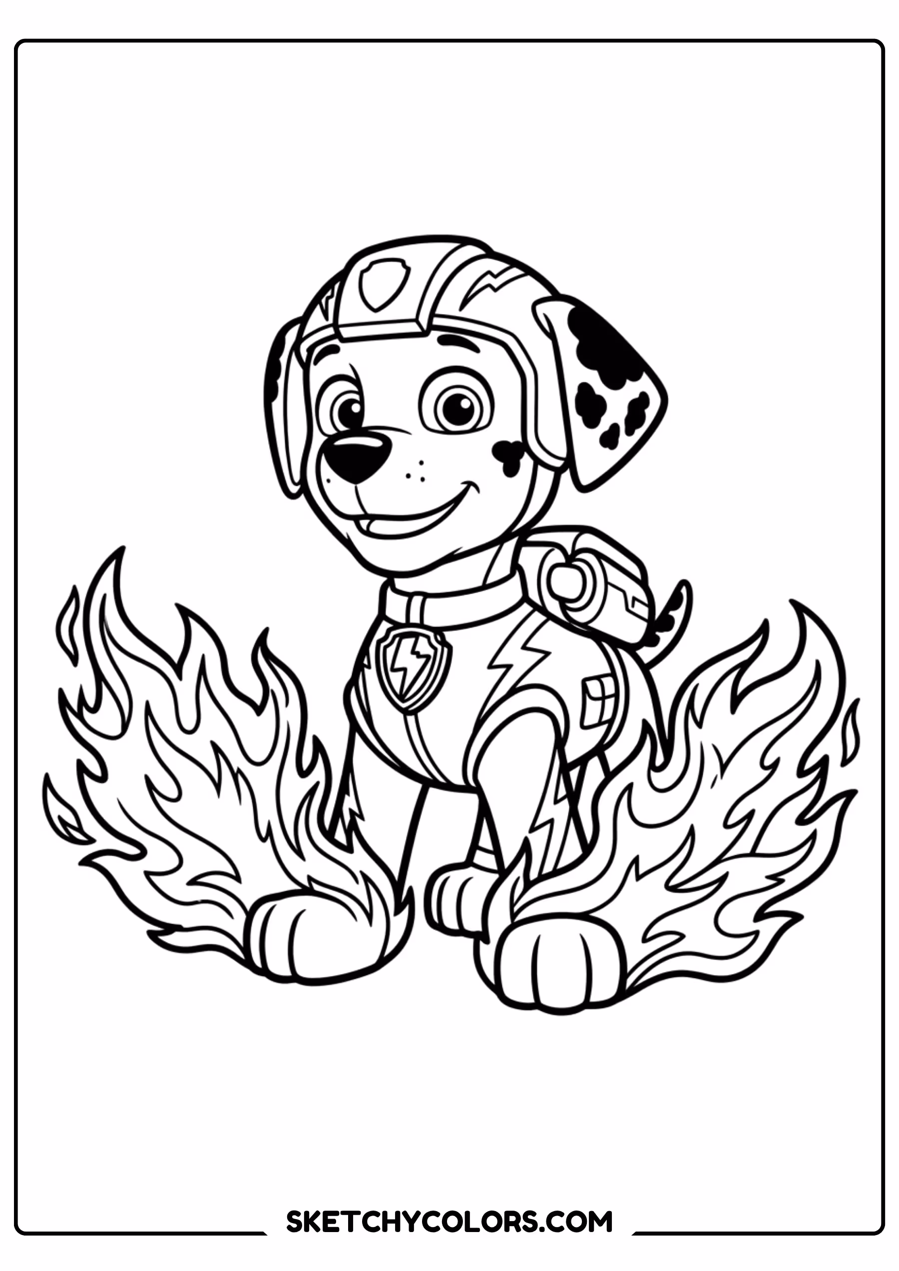 marshall and kitten coloring page free printable for kids