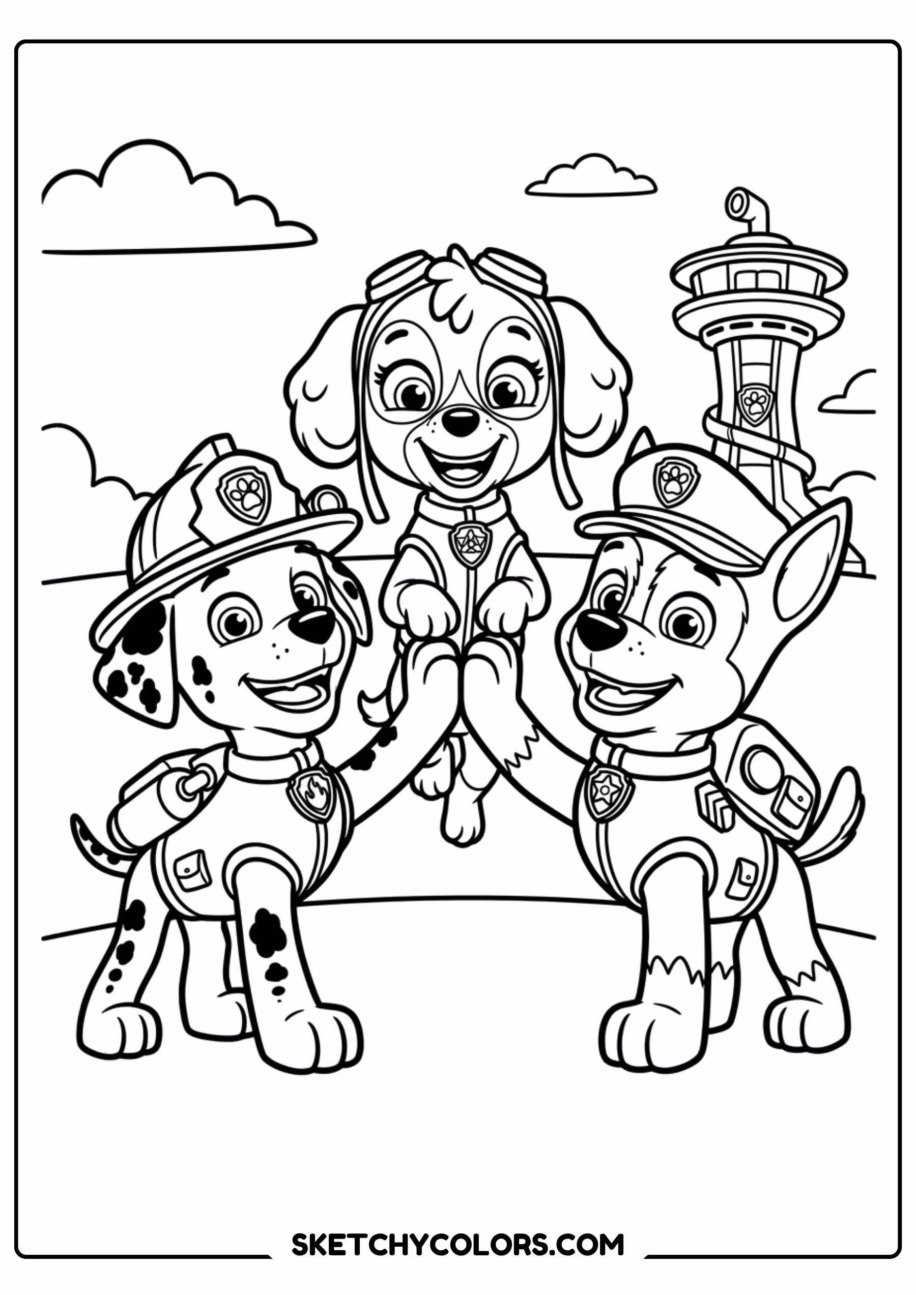 marshall jet pack coloring page free printable for kids