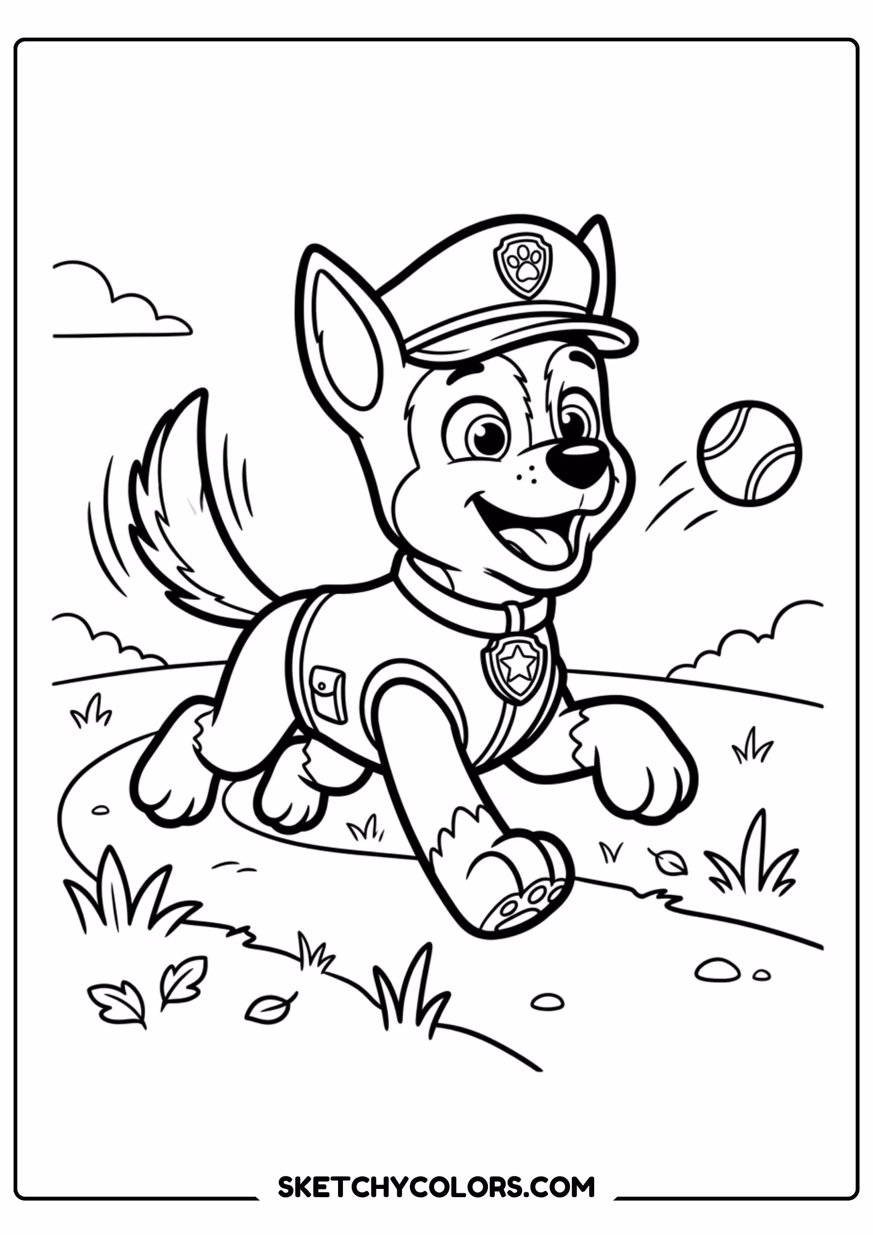 skye rainbow trail coloring page free printable for kids