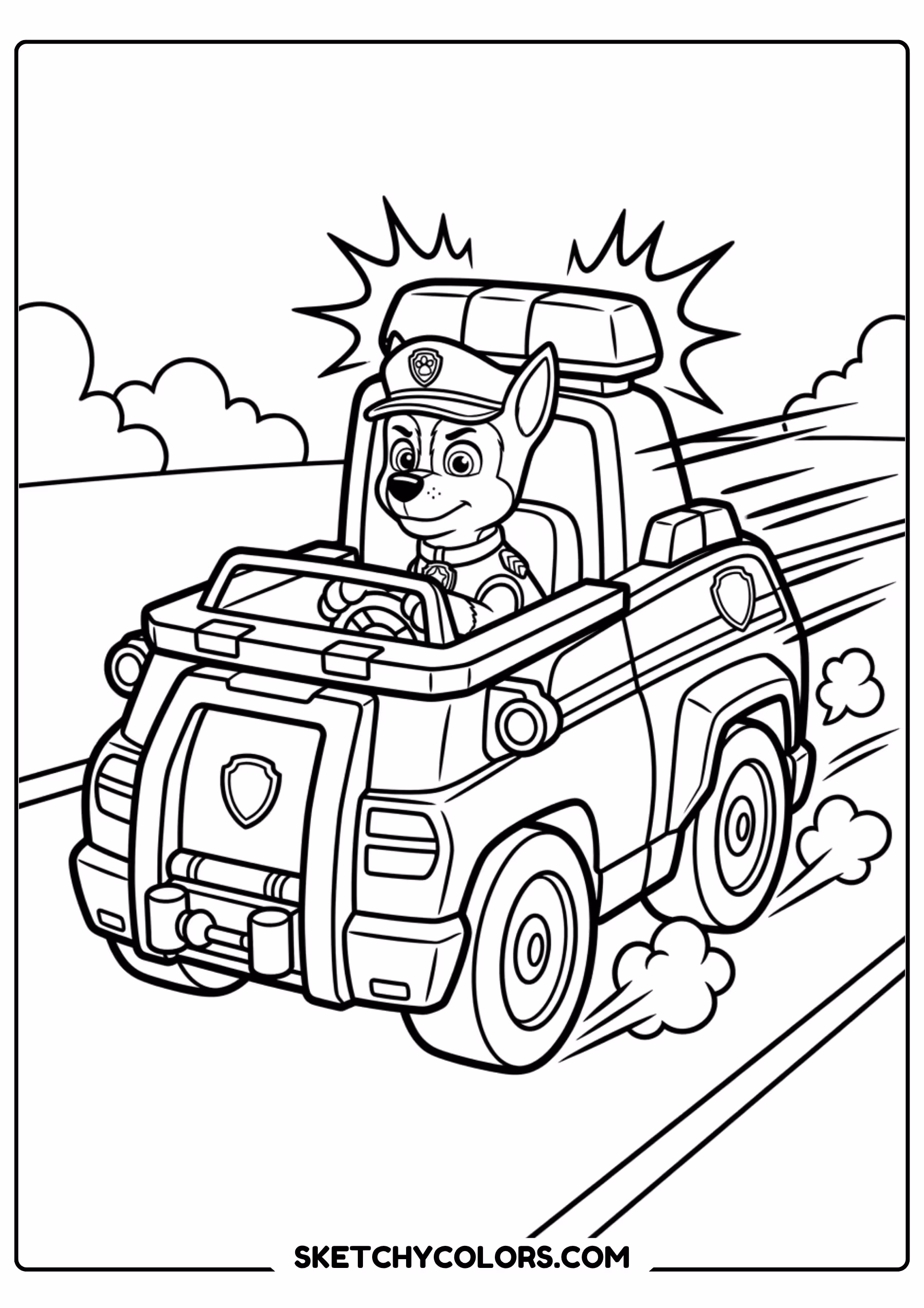 skye and aerial camera coloring page free printable for kids