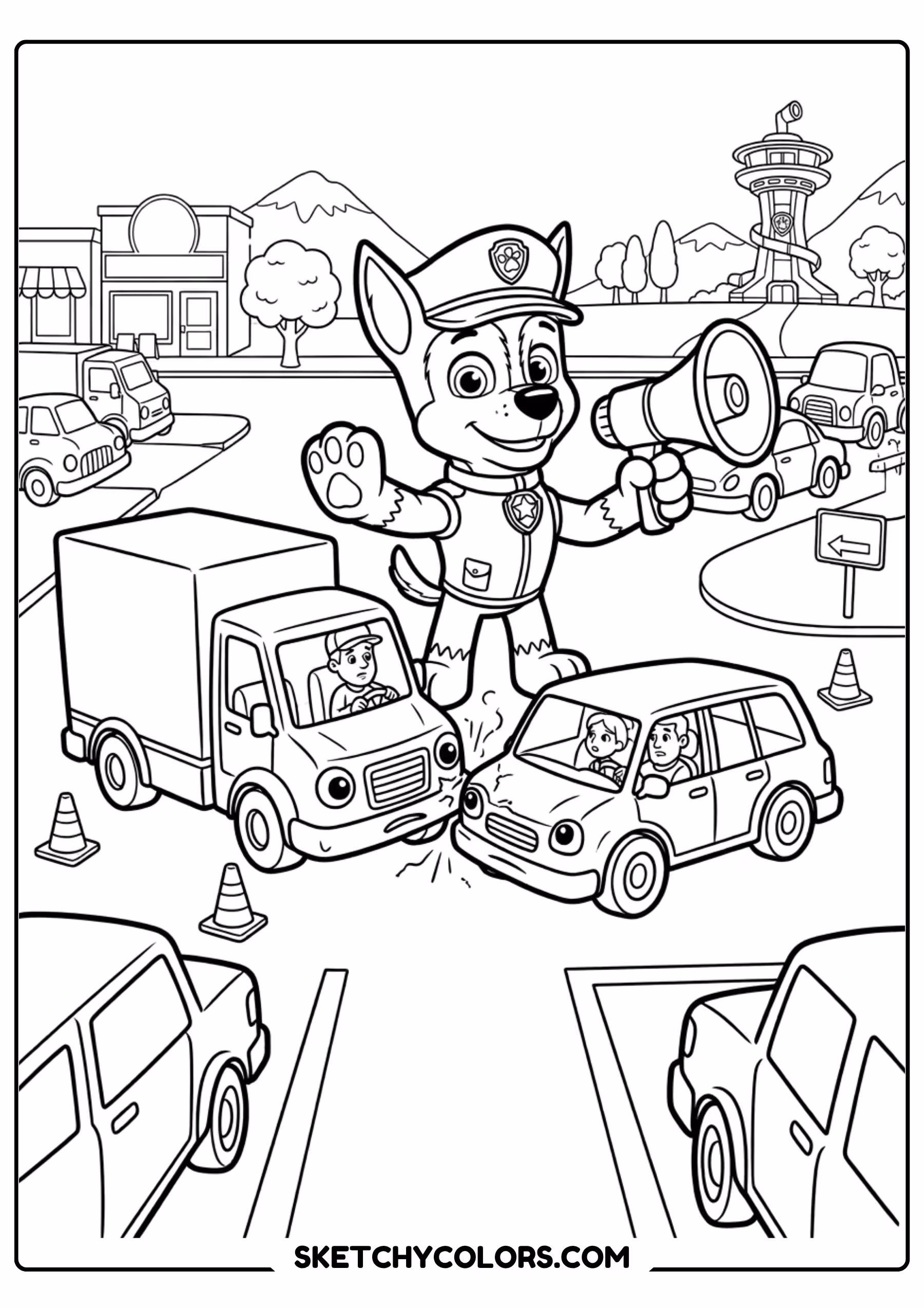 rubble and farmer yumi coloring page free printable for kids