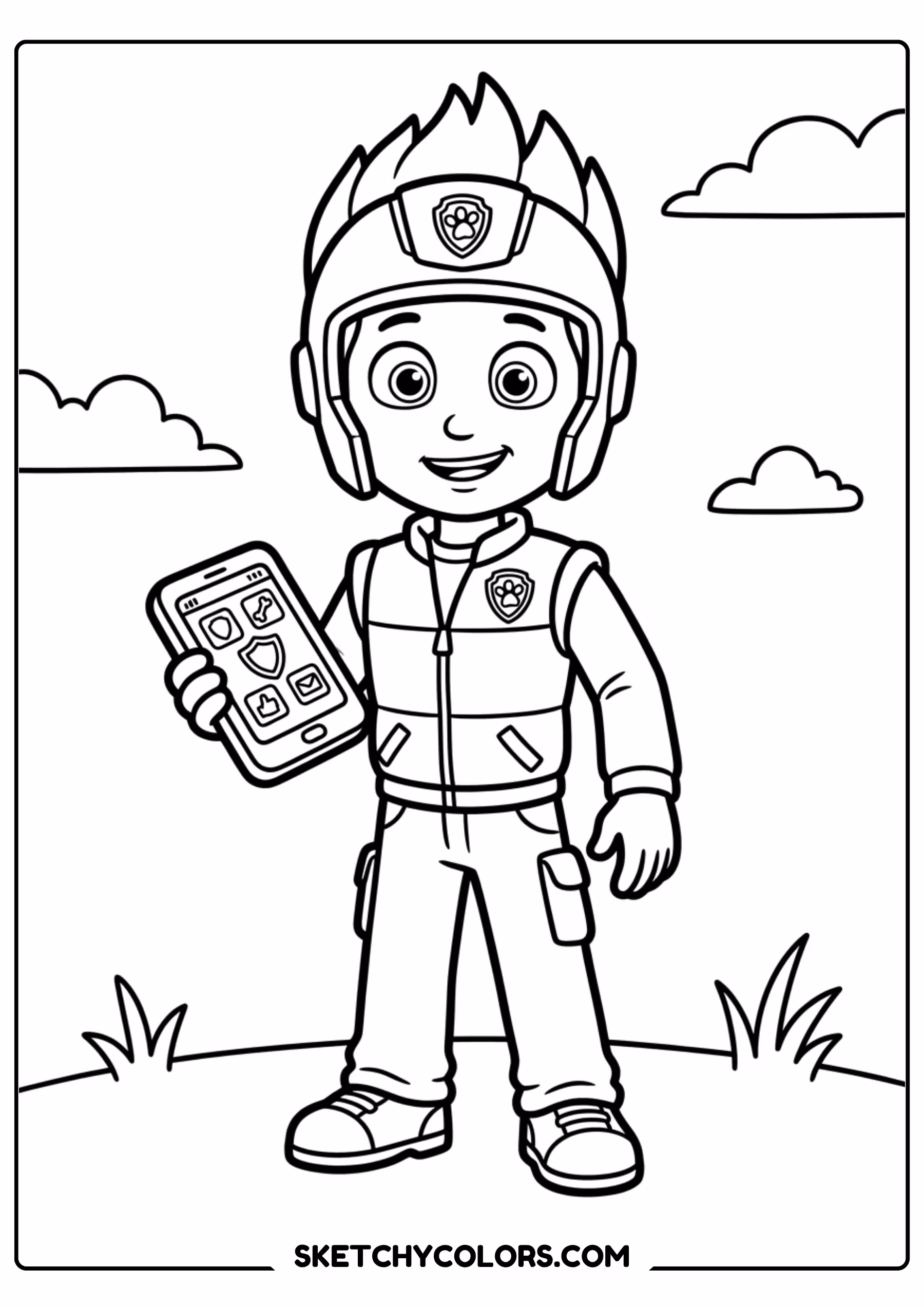 zuma and mer-pup coloring page free printable for kids