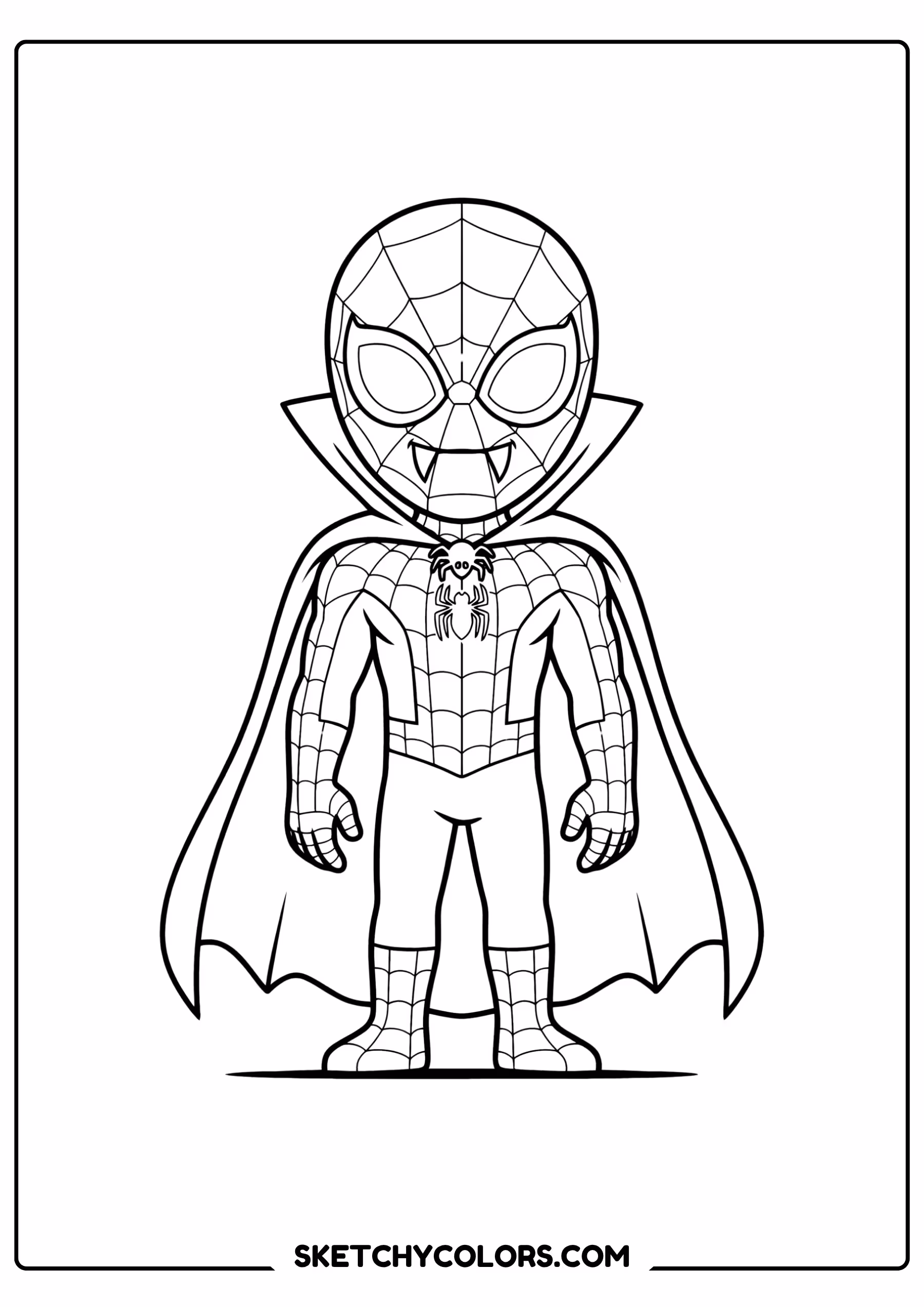 spiderman coloring pages - vampire cape spidey free printable PDF for kids