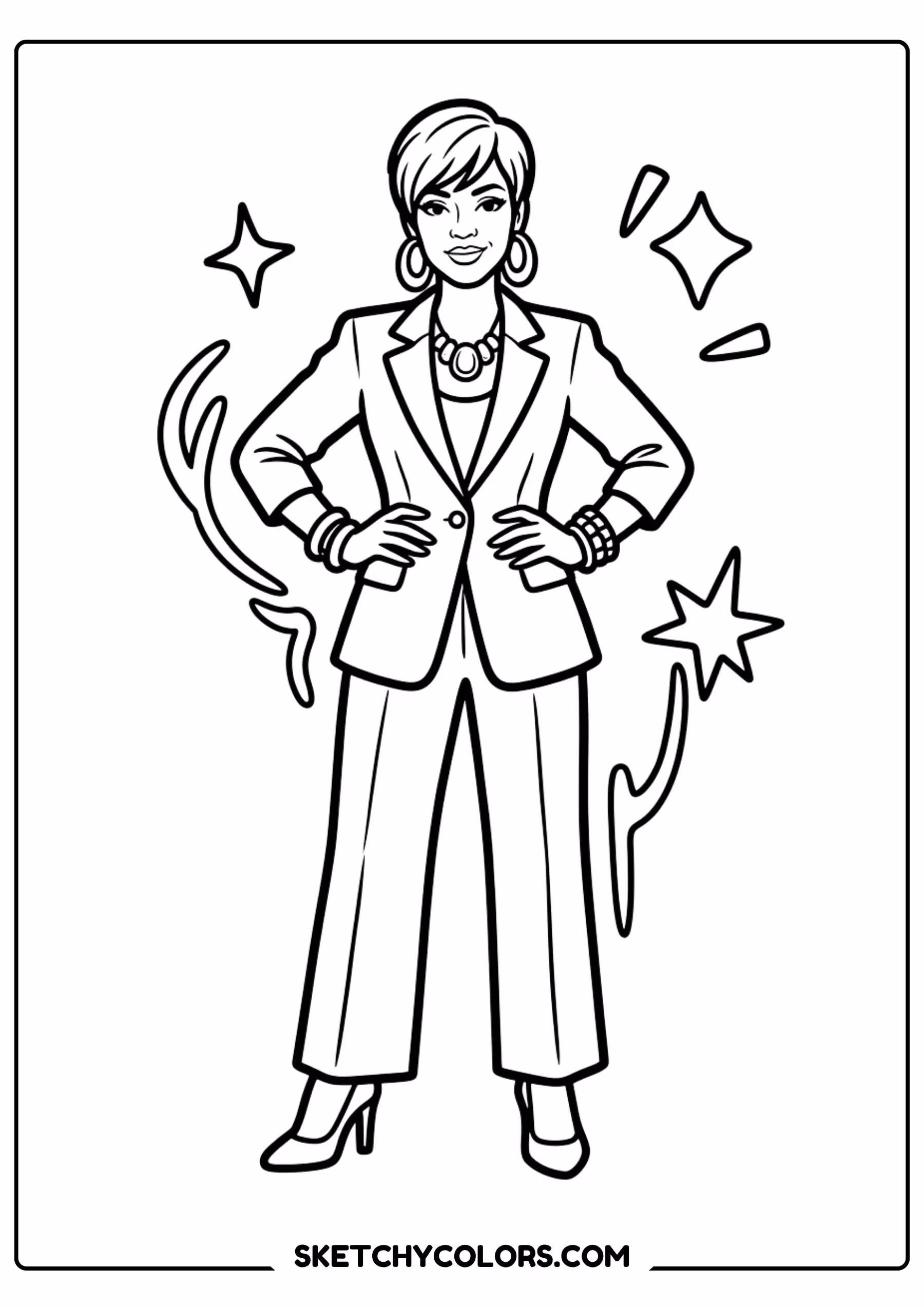 taylor swift coloring pages - power pose in a blazer free printable PDF for kids