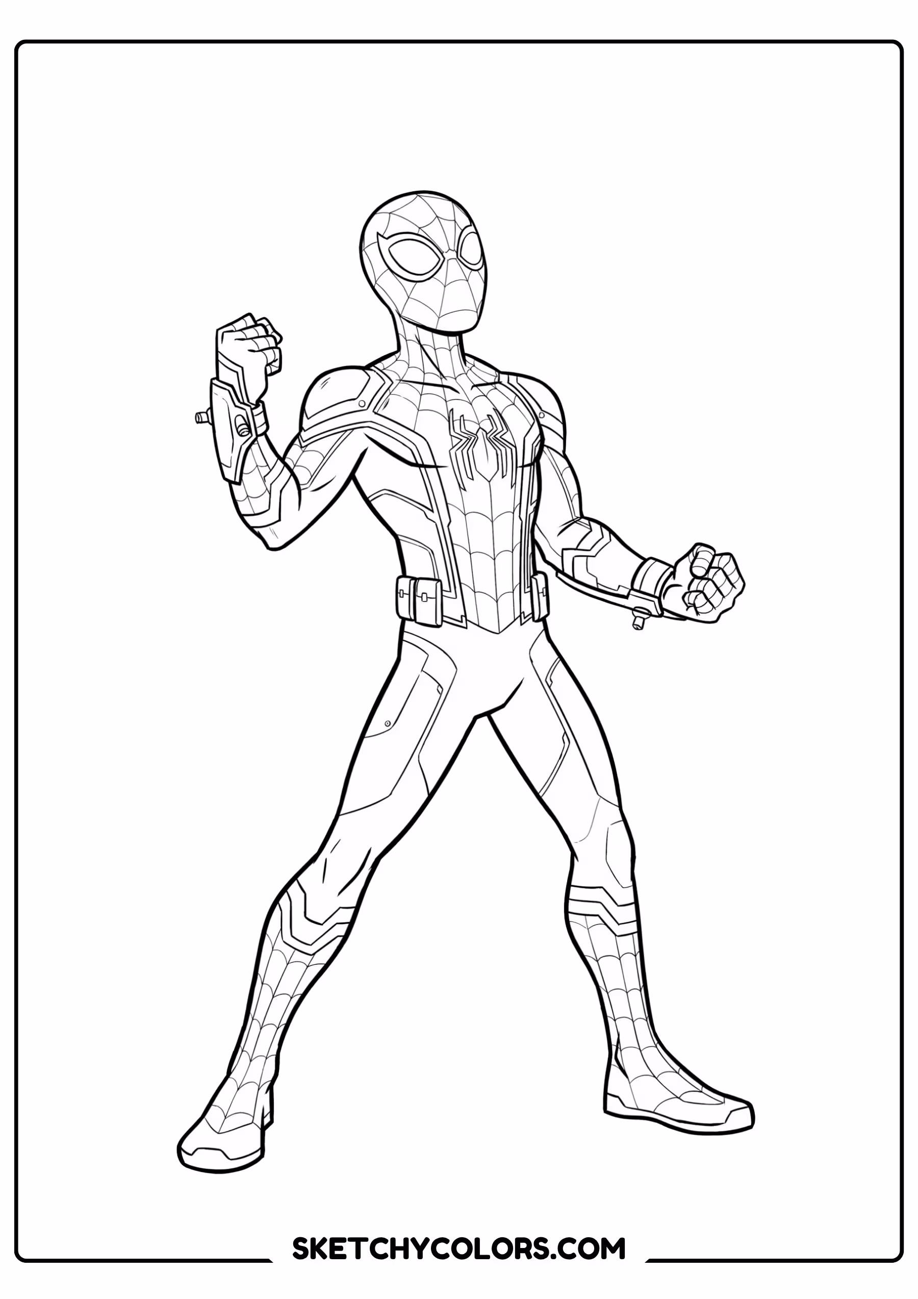 spiderman coloring pages - hero with a gadget free printable PDF for kids