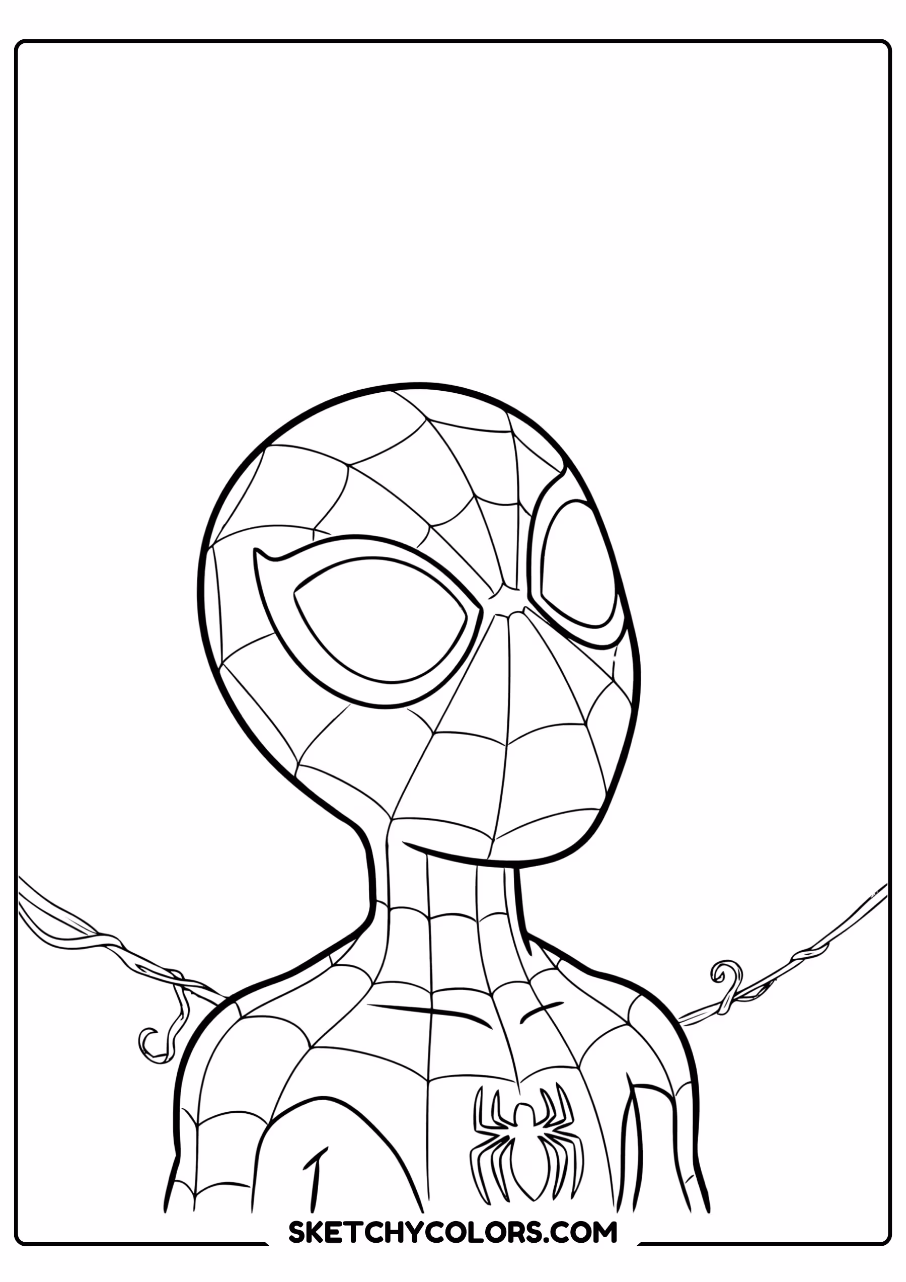 spiderman coloring pages - big mask portrait free printable PDF for kids