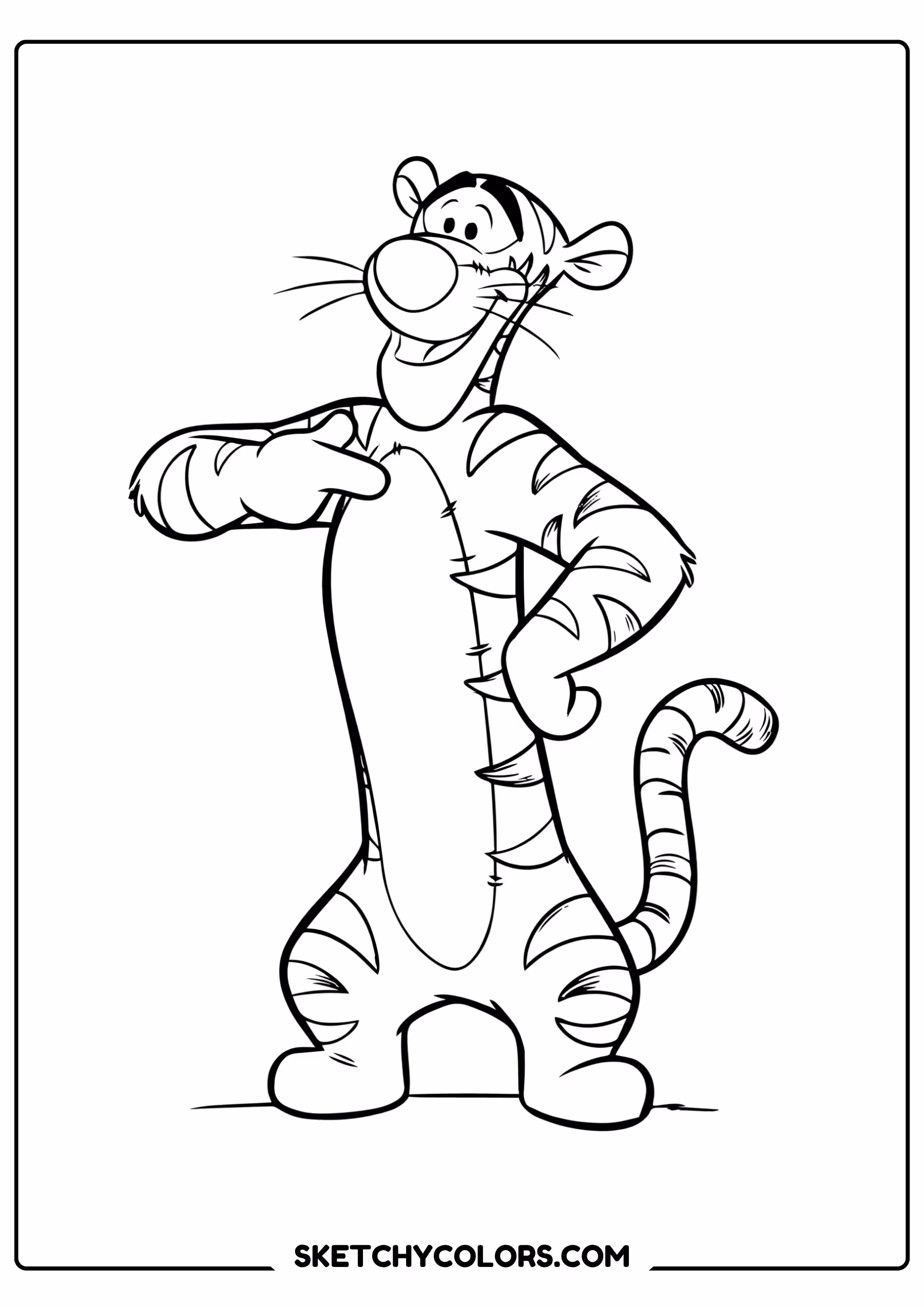 winnie the pooh coloring pages - proud tigger pose free printable PDF for kids