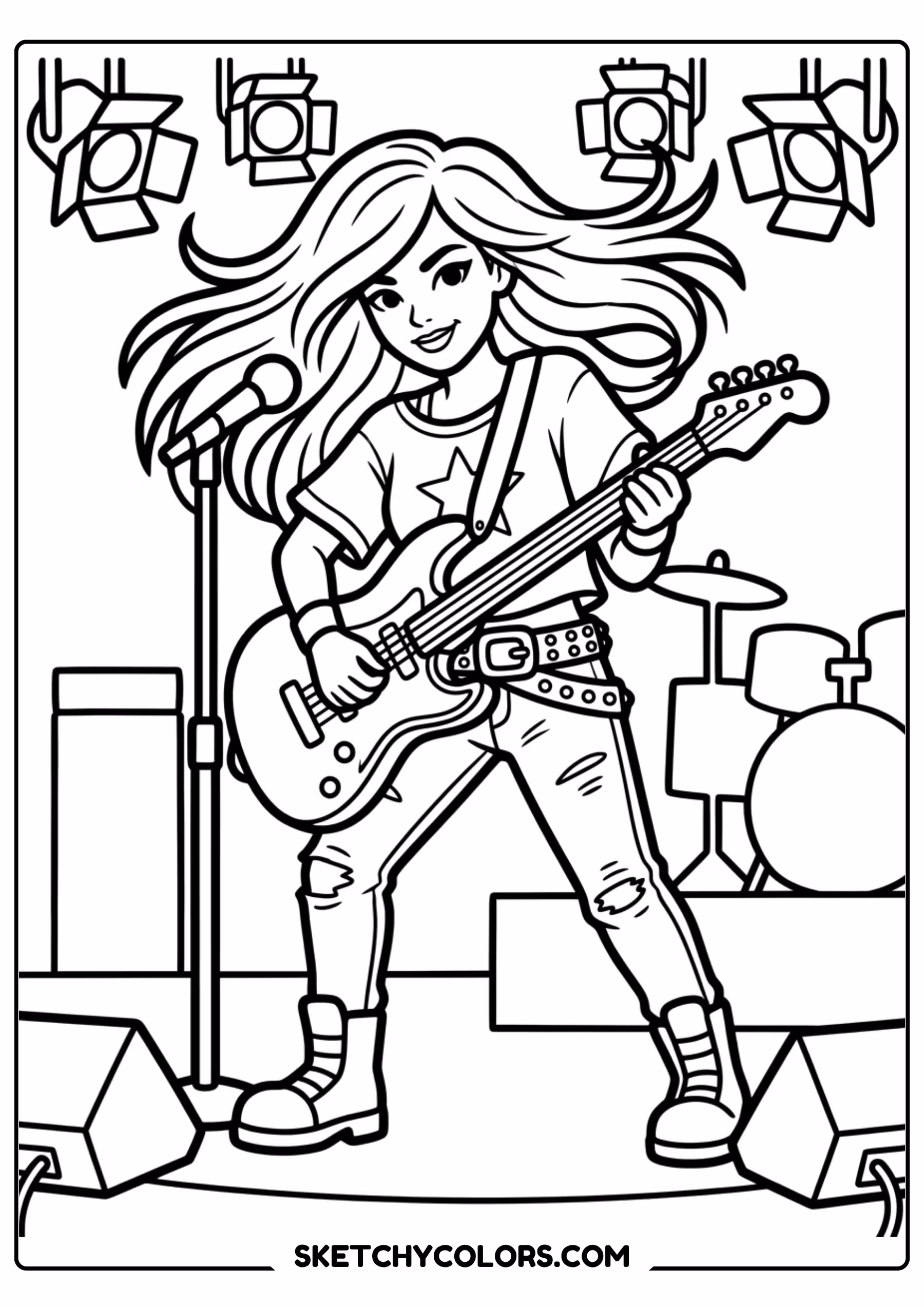 taylor swift coloring pages - rock star guitar solo free printable PDF for kids