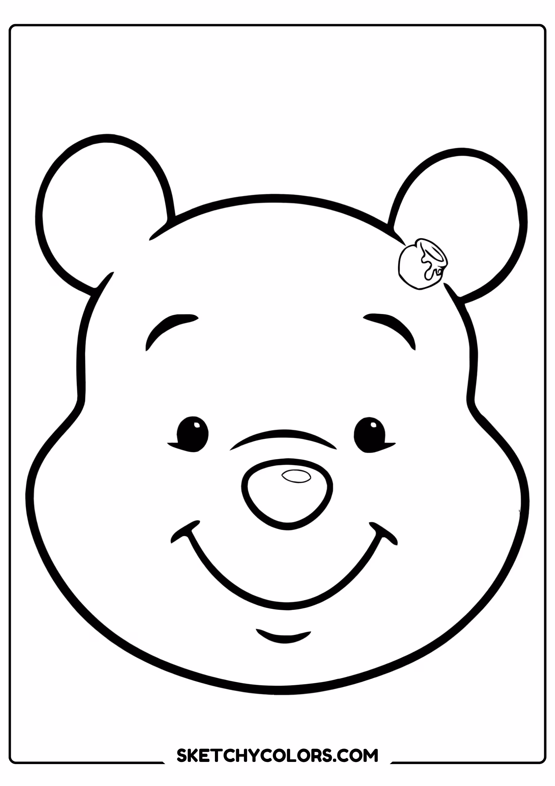 winnie the pooh coloring pages - pooh face close up free printable PDF for kids