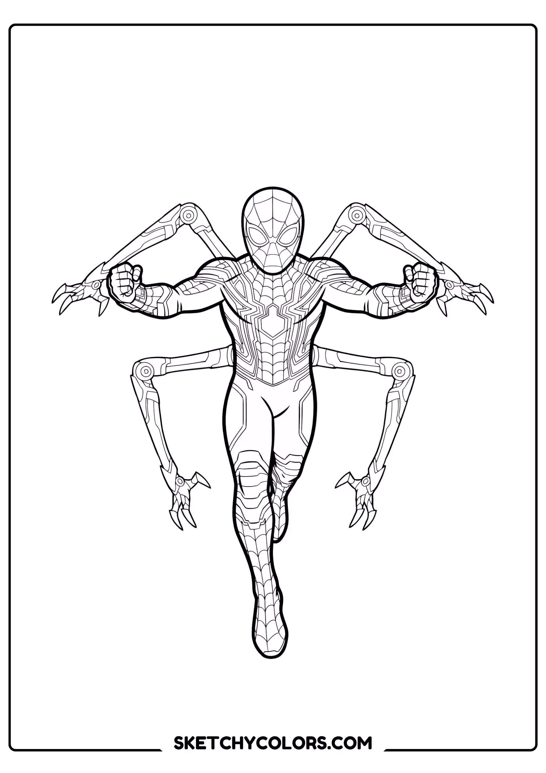 spiderman coloring pages - wall crawler pose free printable PDF for kids