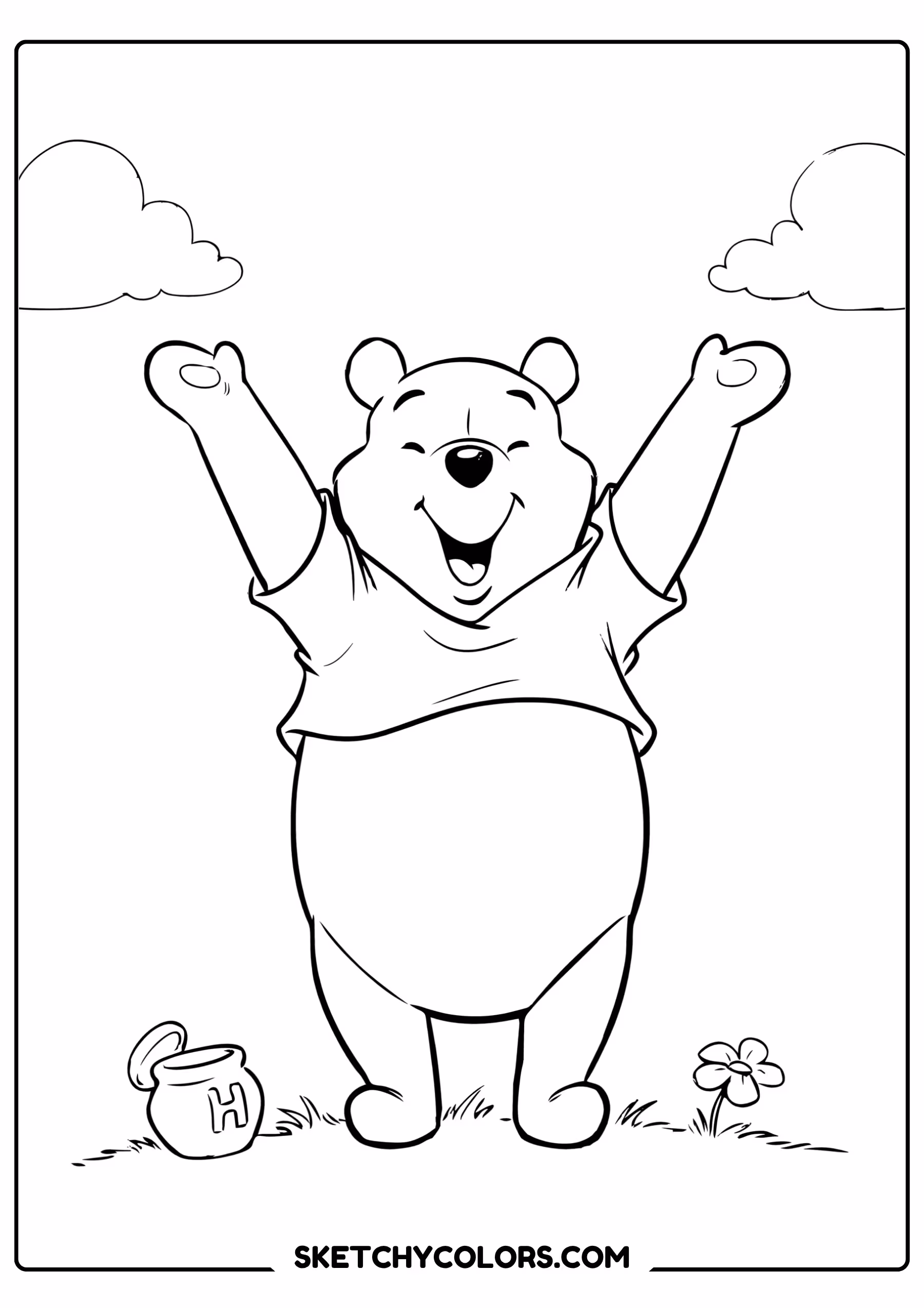 winnie the pooh coloring pages - hooray for honey day free printable PDF for kids