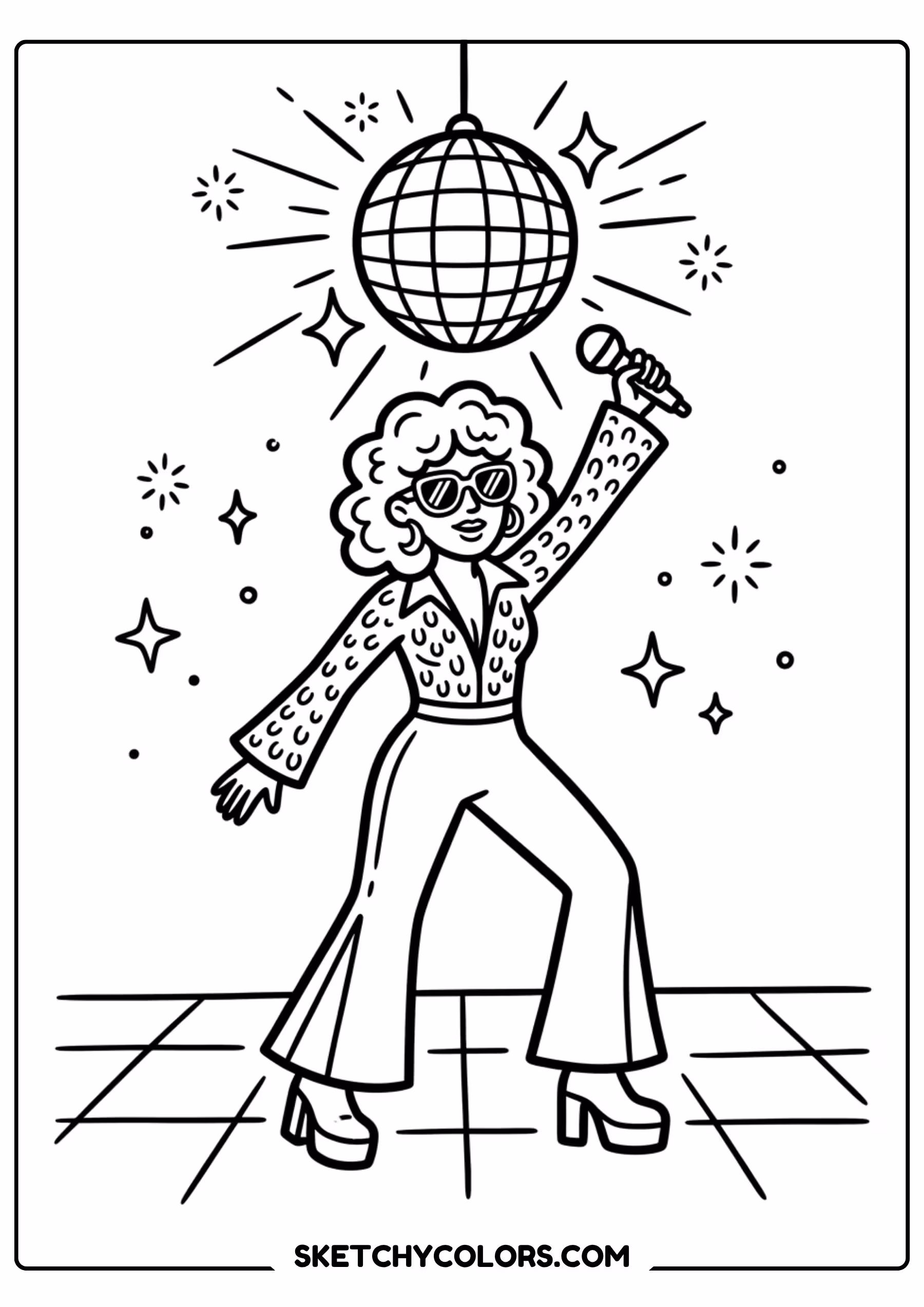 taylor swift coloring pages - disco ball dance party free printable PDF for kids