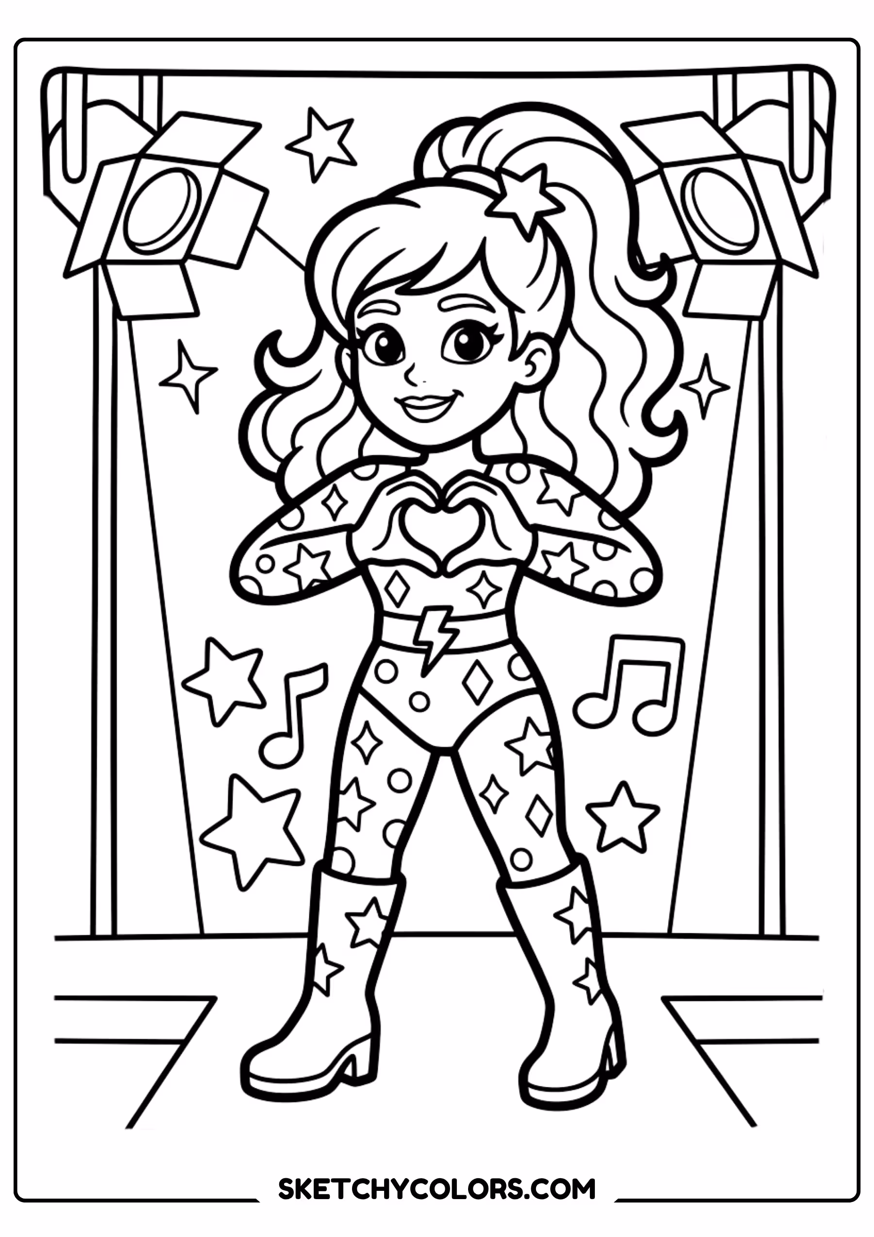taylor swift coloring pages - heart hands on stage free printable PDF for kids