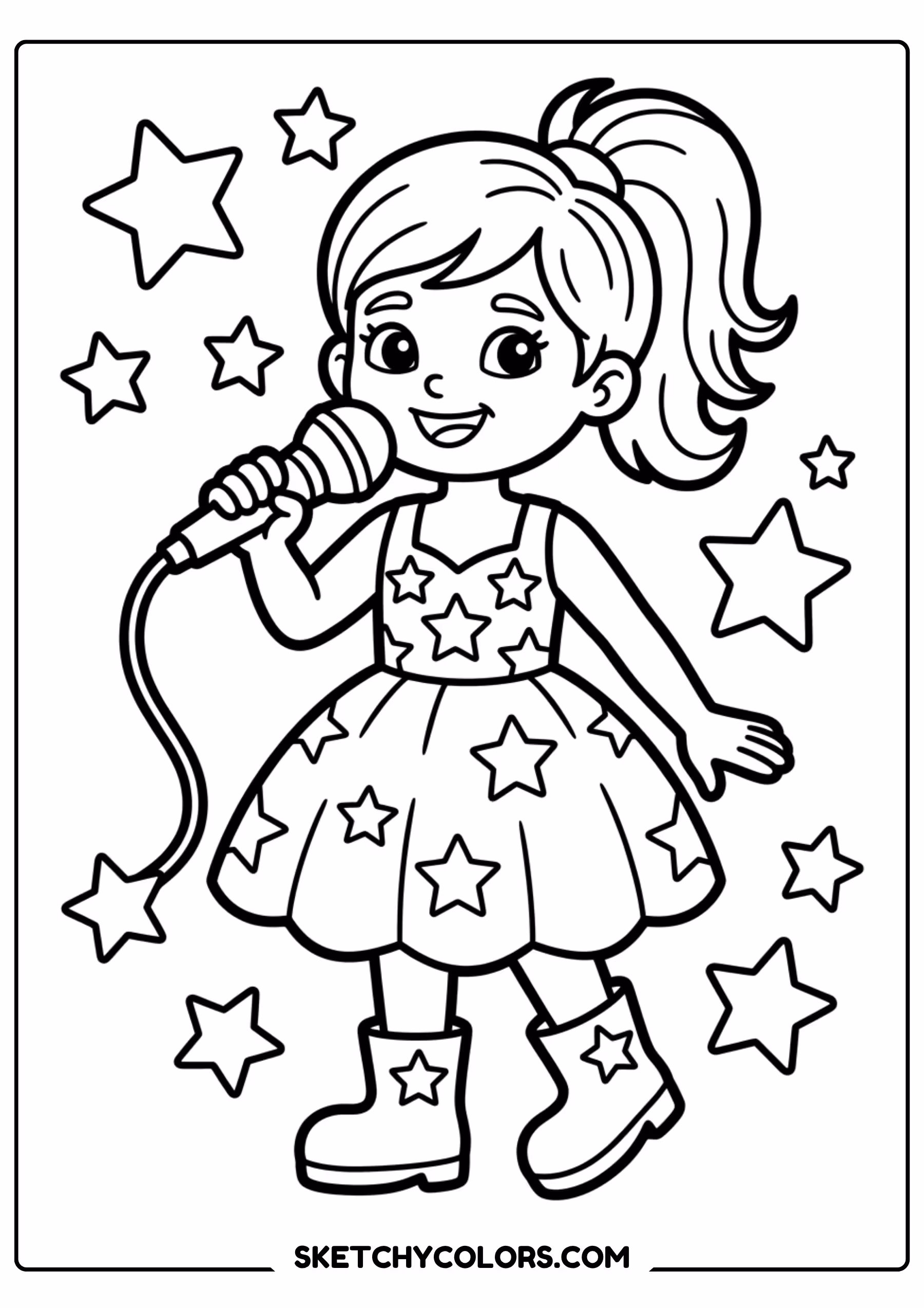 taylor swift coloring pages - starry dress singer free printable PDF for kids