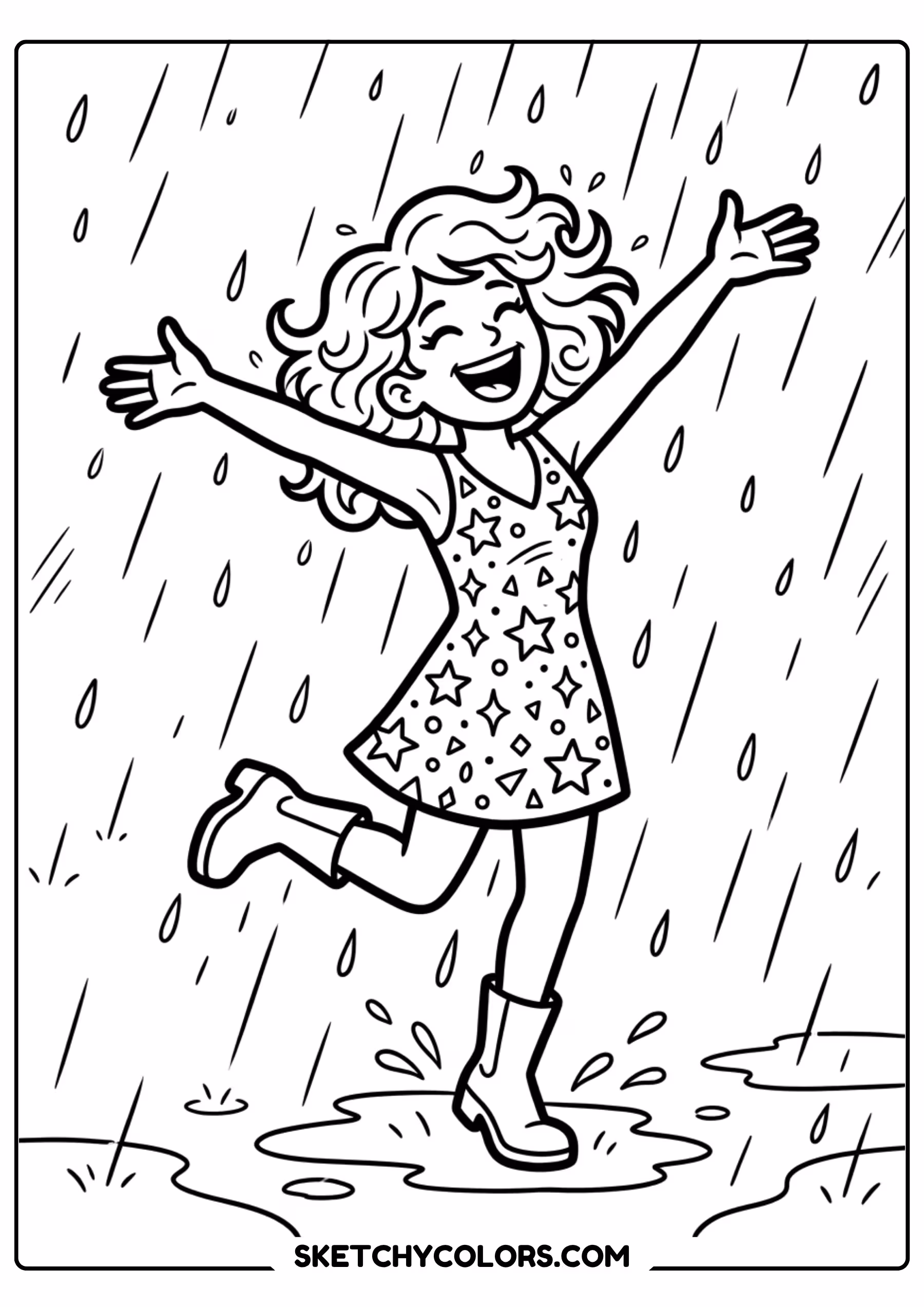 taylor swift coloring pages - dancing in the rain free printable PDF for kids