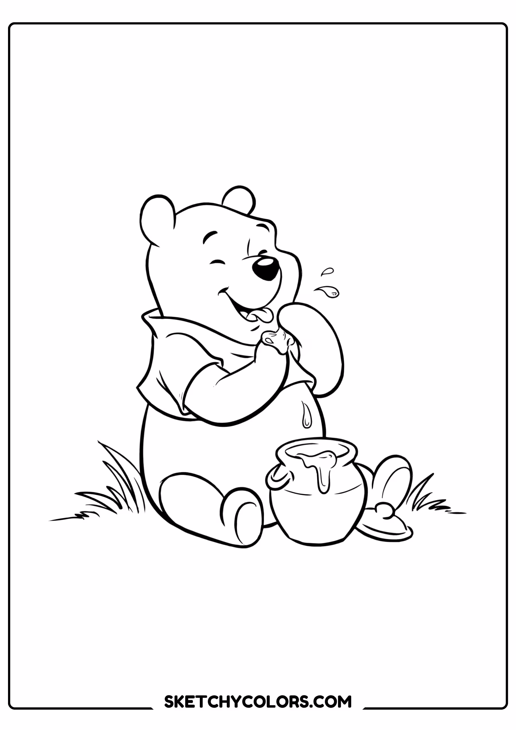 winnie the pooh coloring pages - sweet honey taste free printable PDF for kids