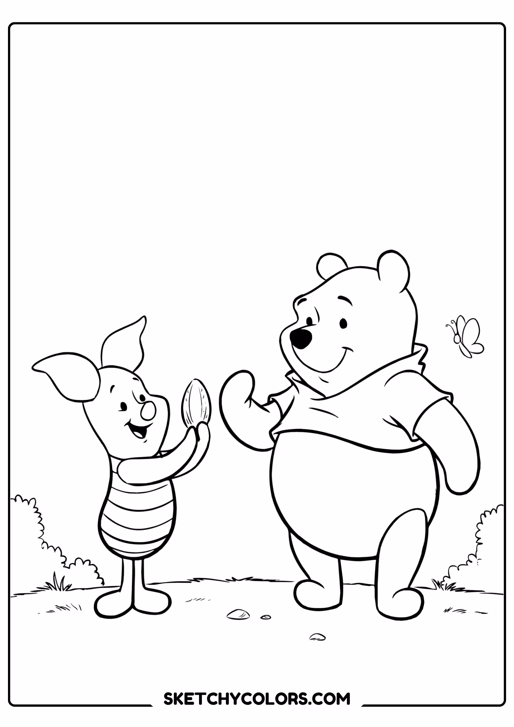 winnie the pooh coloring pages - gardening with piglet free printable PDF for kids