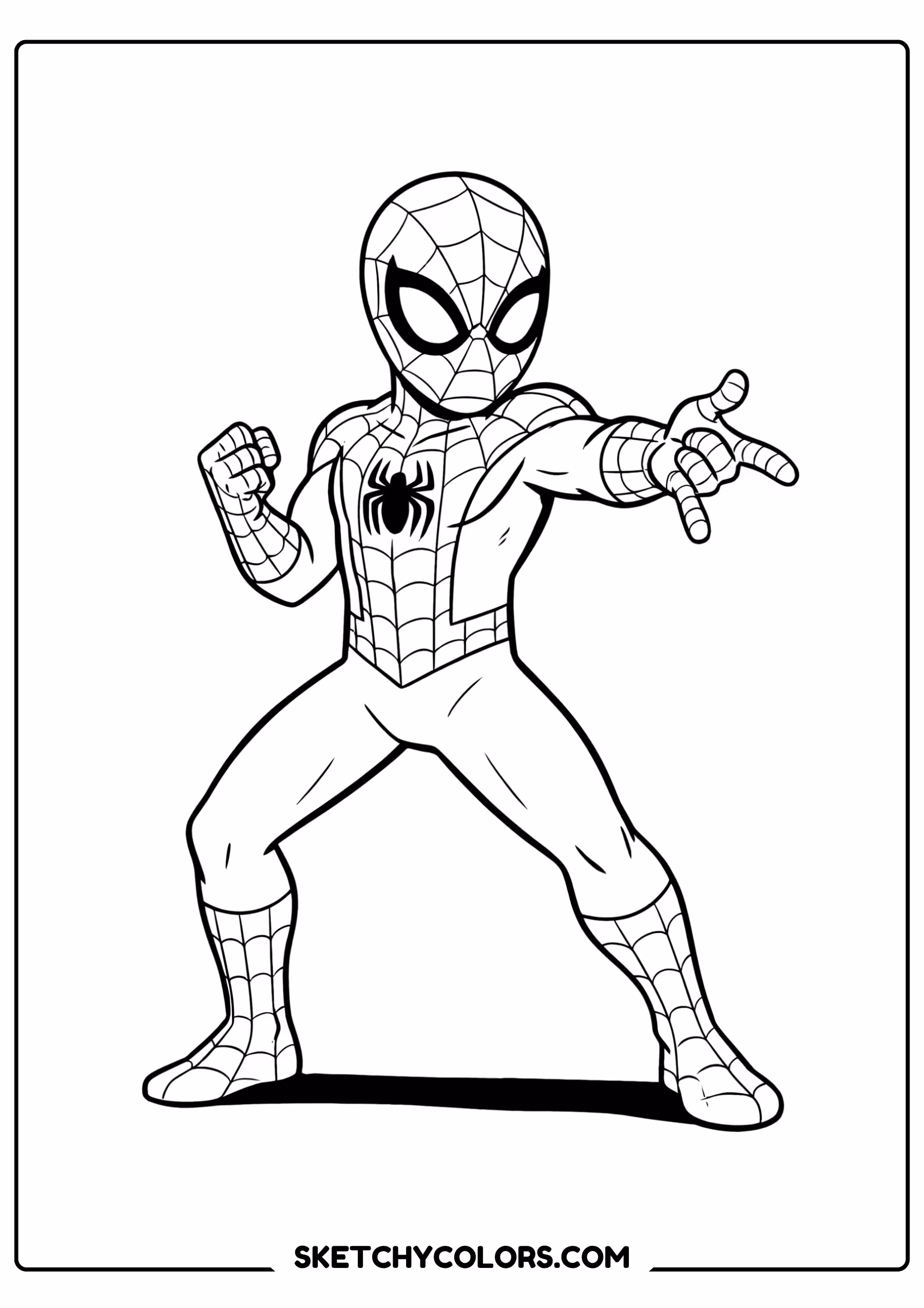 spiderman coloring pages - ready for action pose free printable PDF for kids