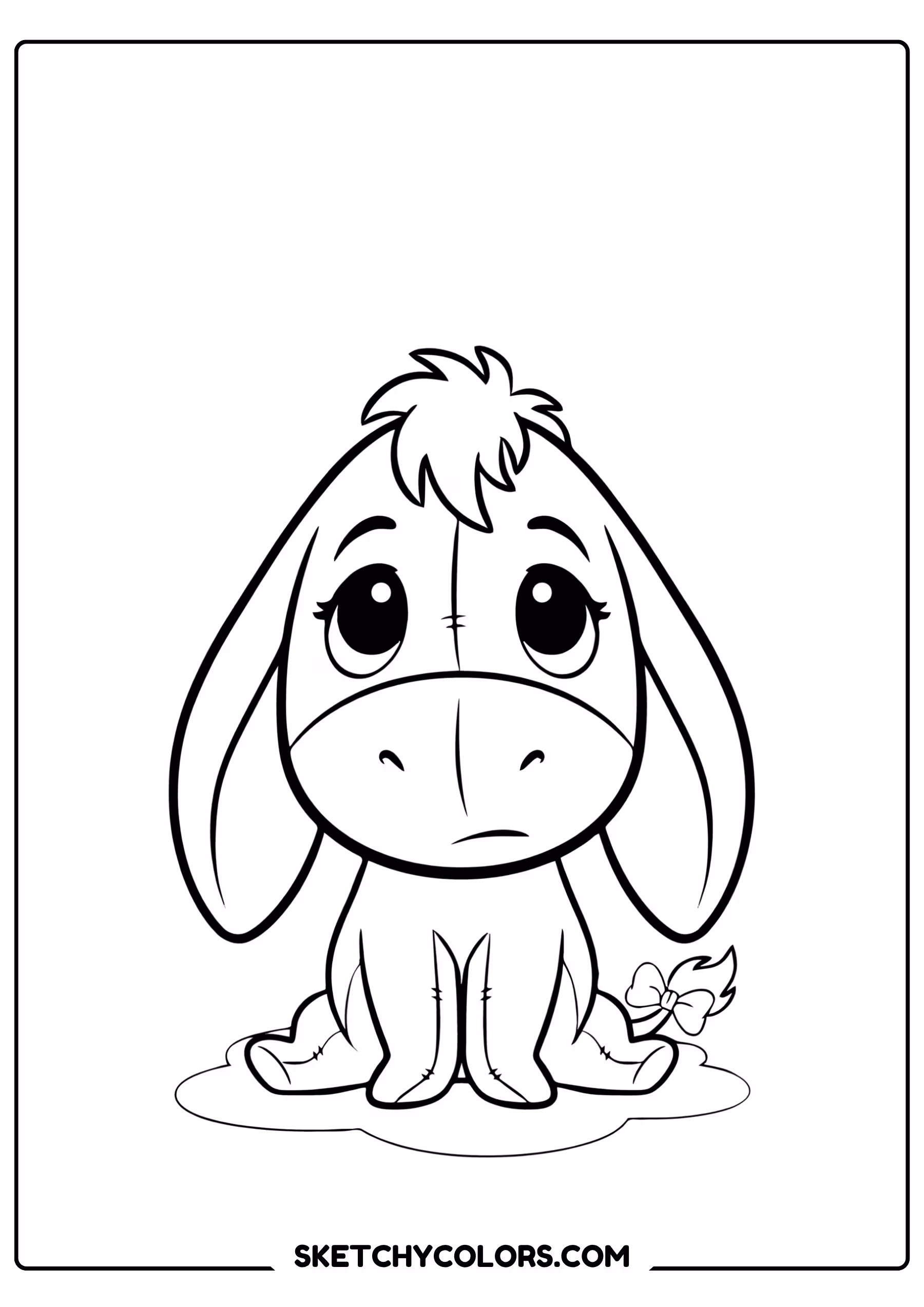 winnie the pooh coloring pages - eeyore face close up free printable PDF for kids